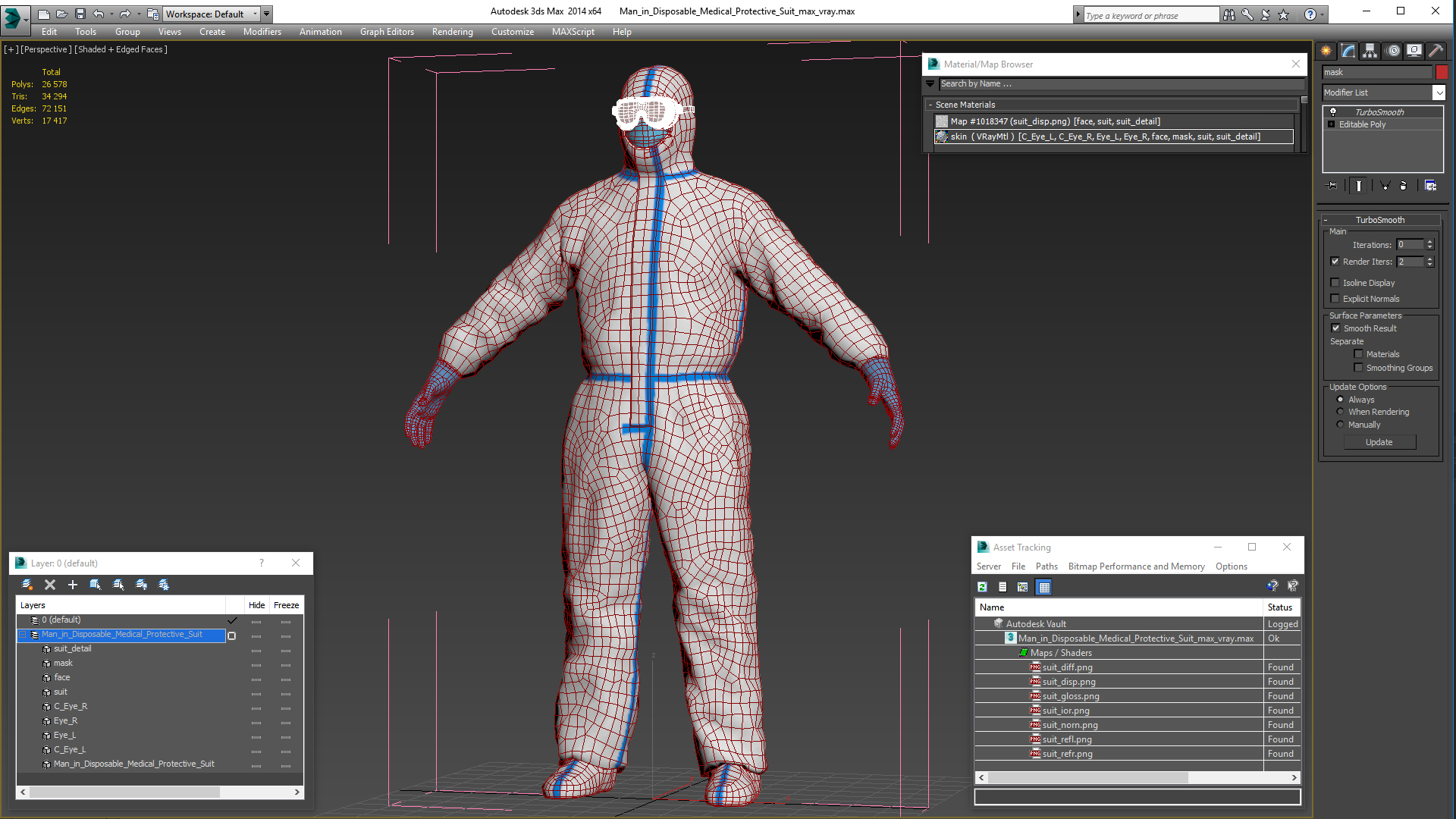 3D Man in Disposable Medical Protective Suit