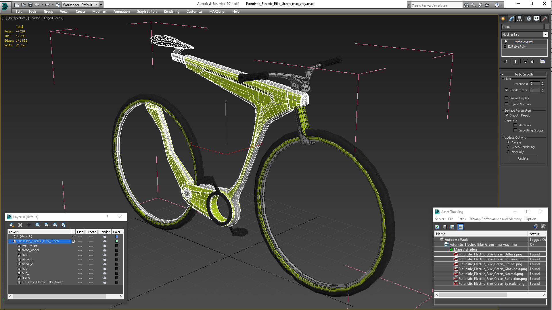 3D model Futuristic Electric Bike Green