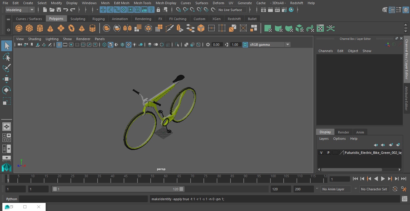 3D model Futuristic Electric Bike Green