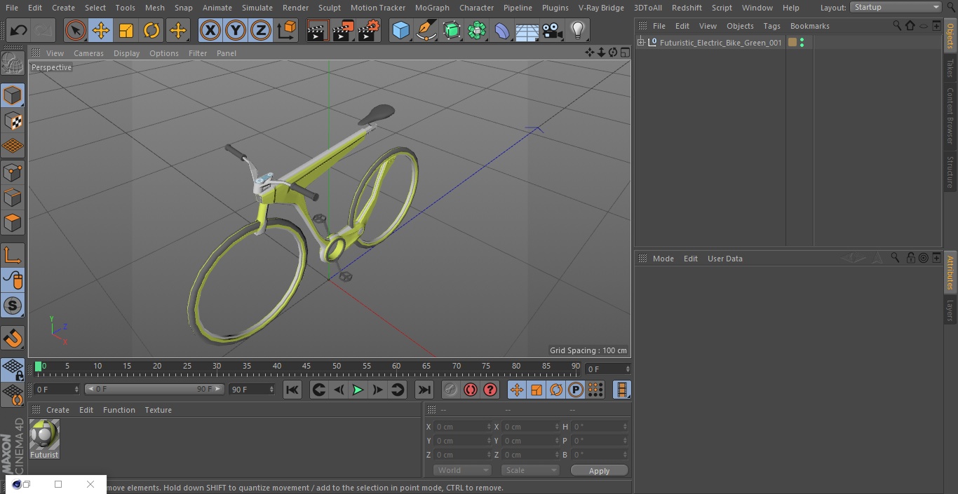 3D model Futuristic Electric Bike Green