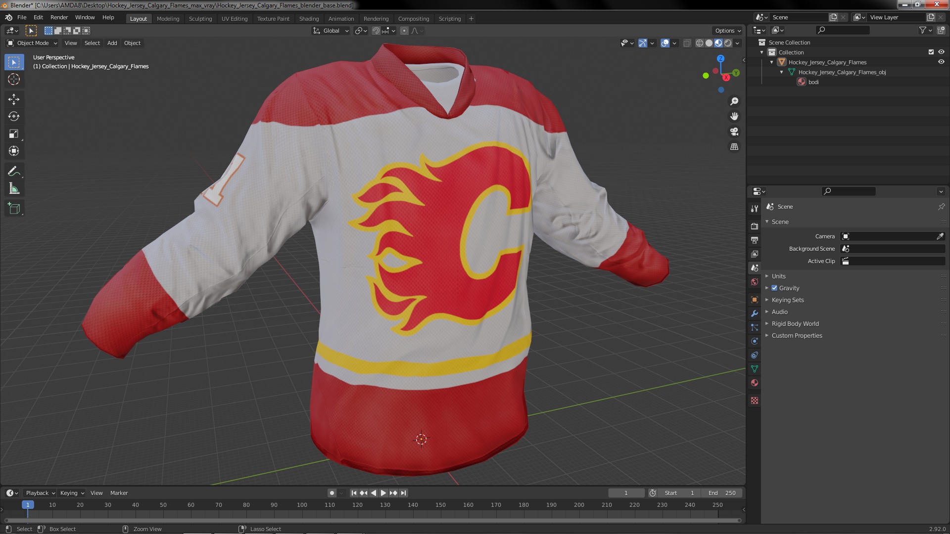 3D Hockey Jersey Calgary Flames model