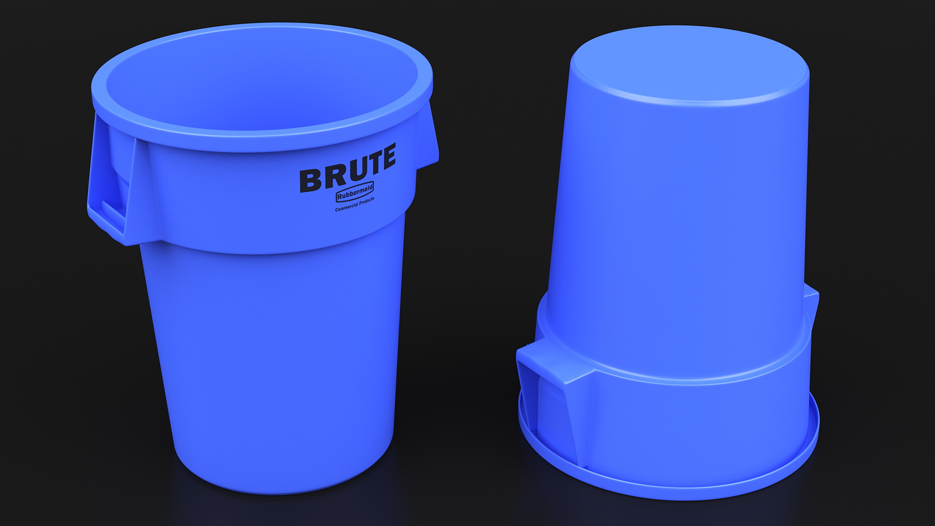 Rubbermaid Brute Blue Round Trash Can 3D