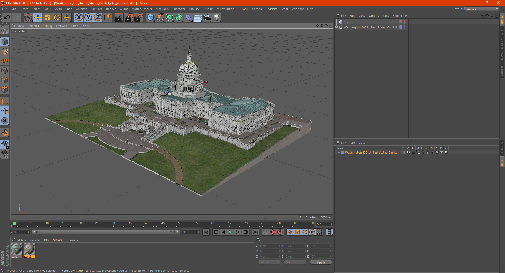 3D model Washington DC United States Capitol