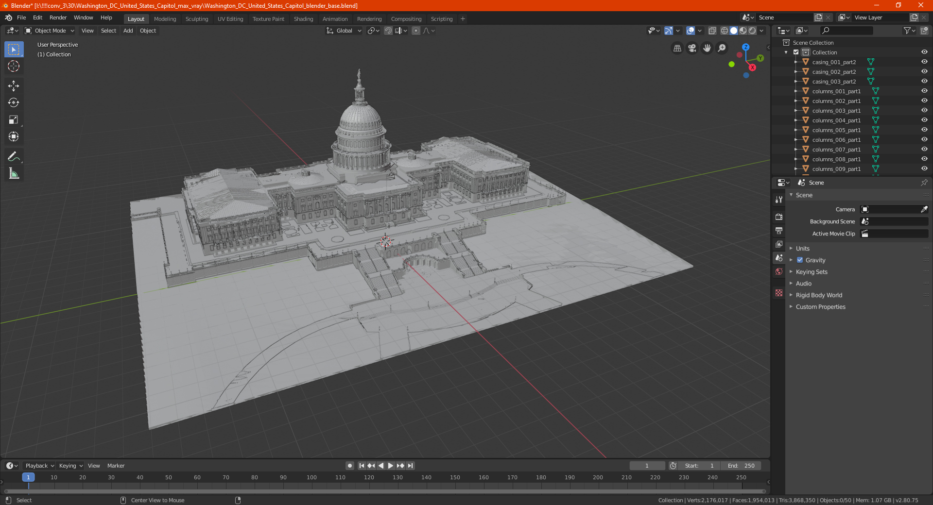 3D model Washington DC United States Capitol