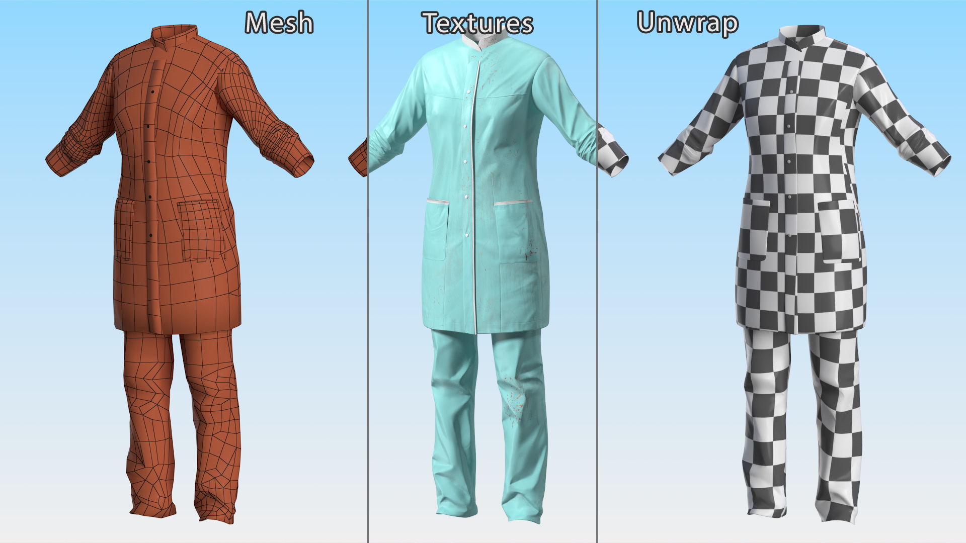 3D model Female Lab Coat and Pants