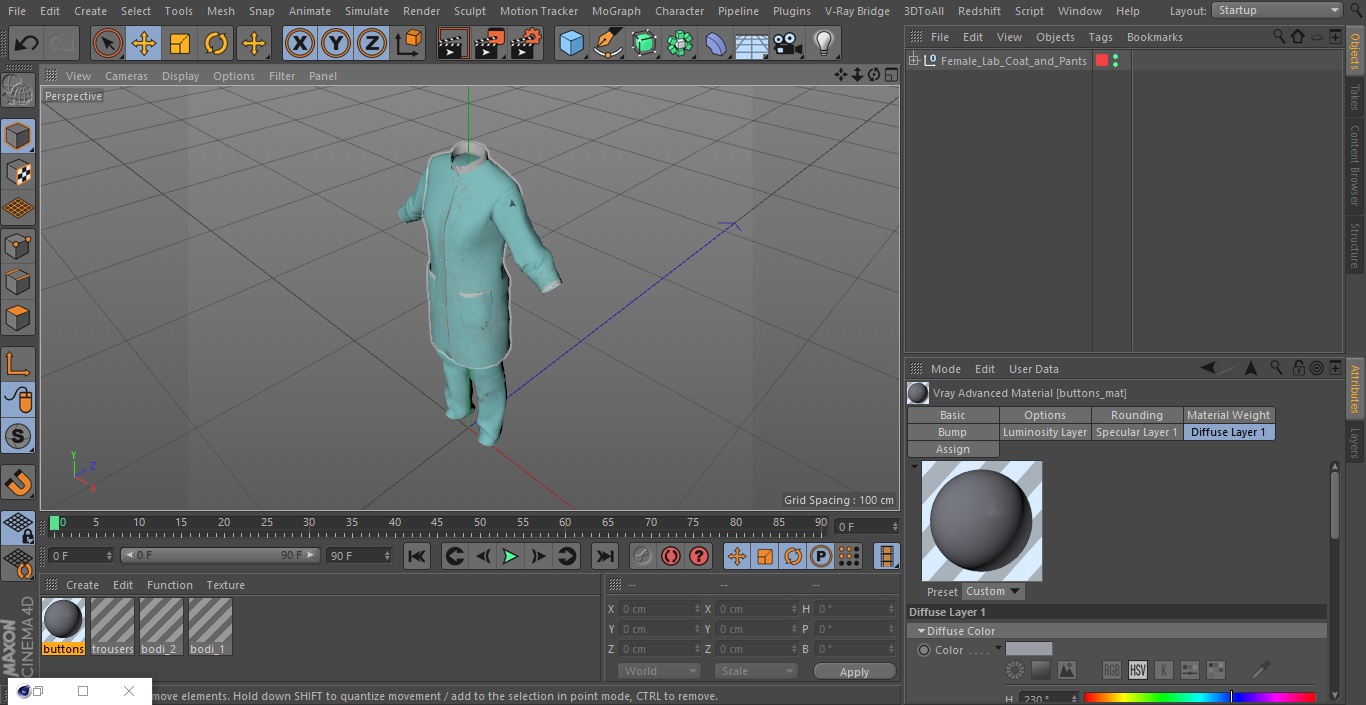 3D model Female Lab Coat and Pants