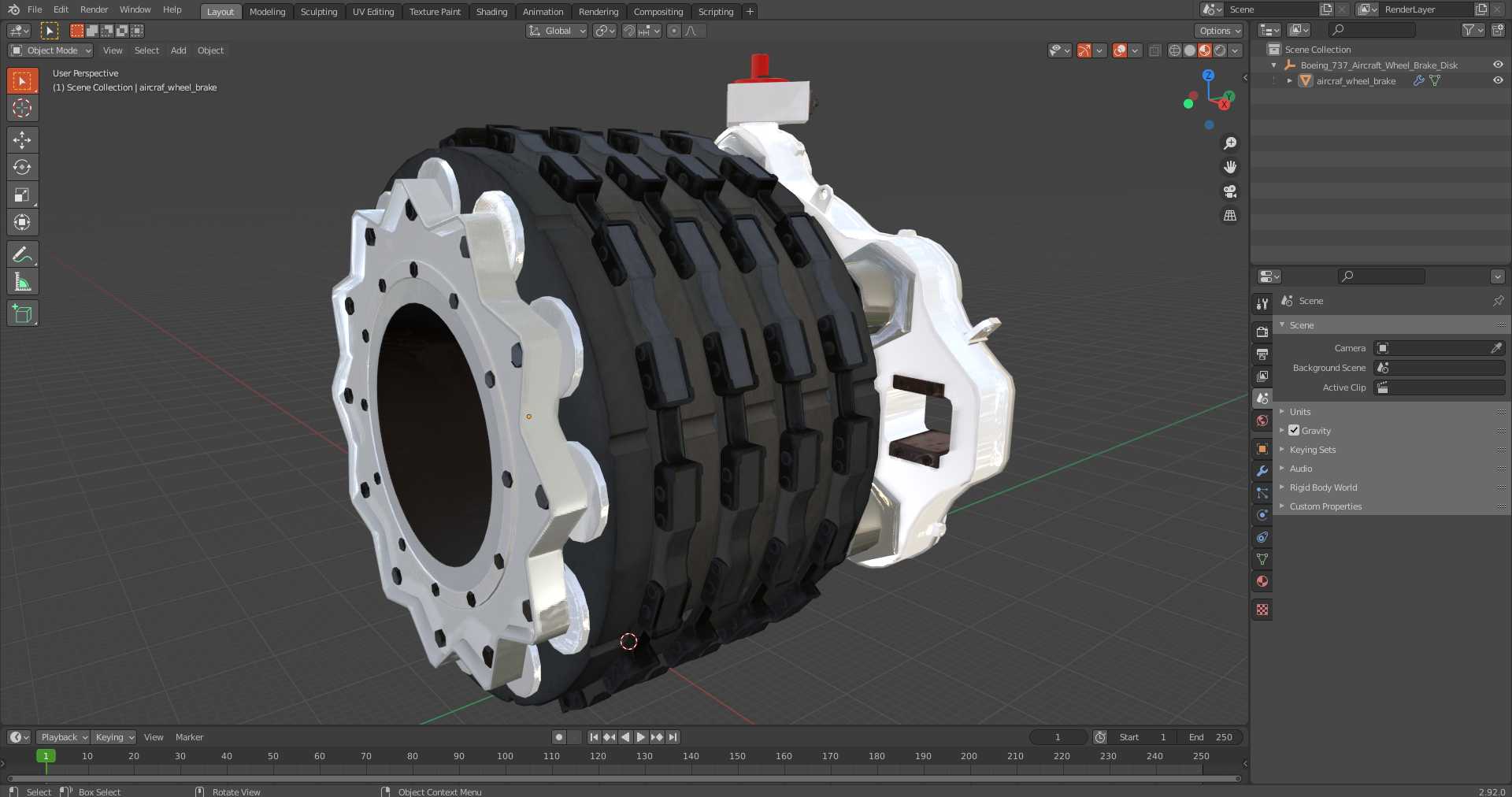 3D Boeing 737 Aircraft Wheel Brake Disk