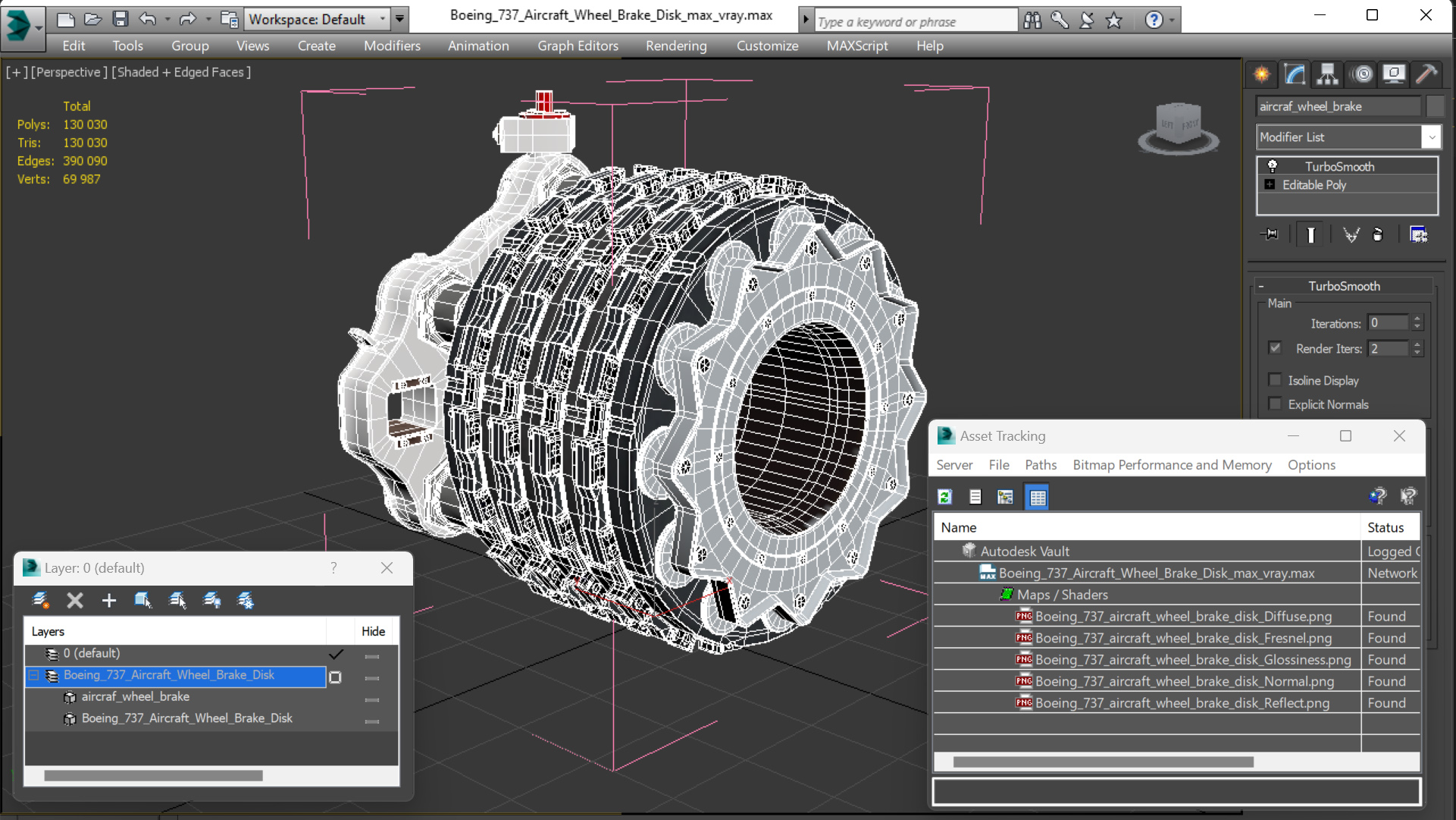 3D Boeing 737 Aircraft Wheel Brake Disk