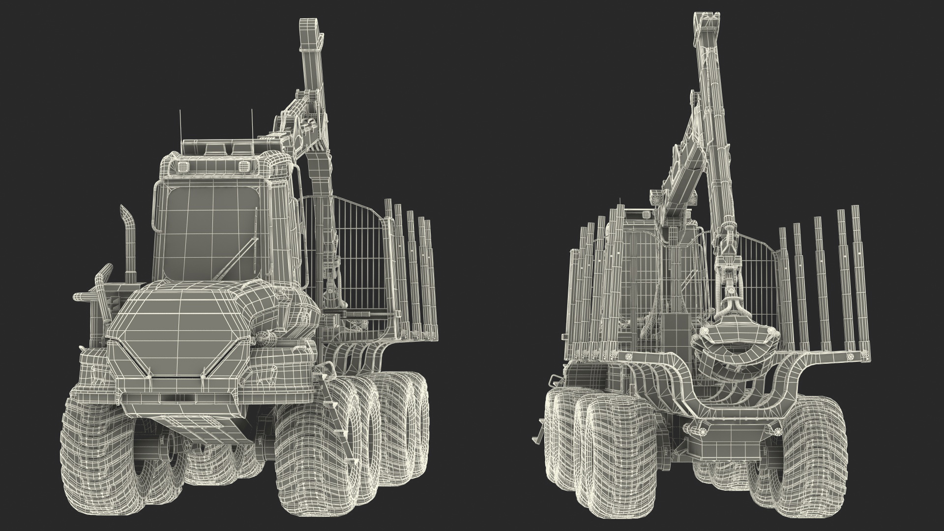 3D Forwarder Forestry Vehicle Rigged model