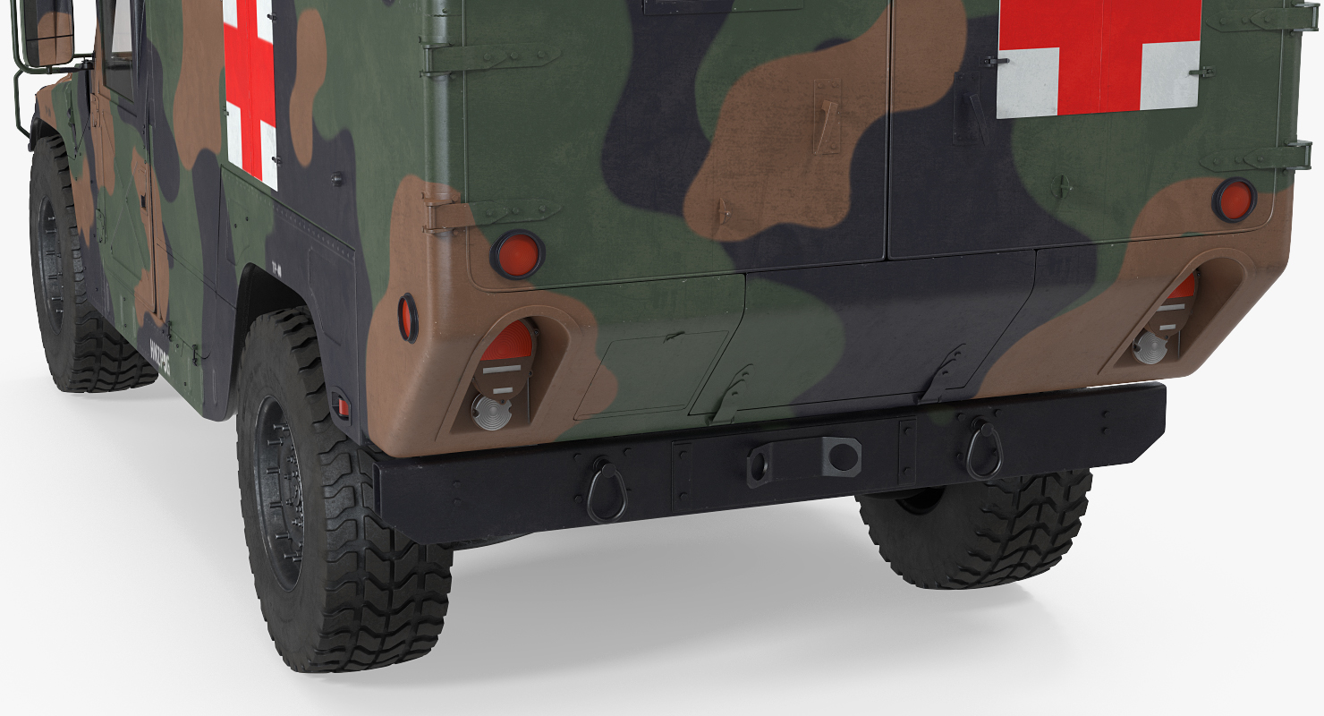 3D Mini Ambulance Military Car HMMWV m996 Camo model