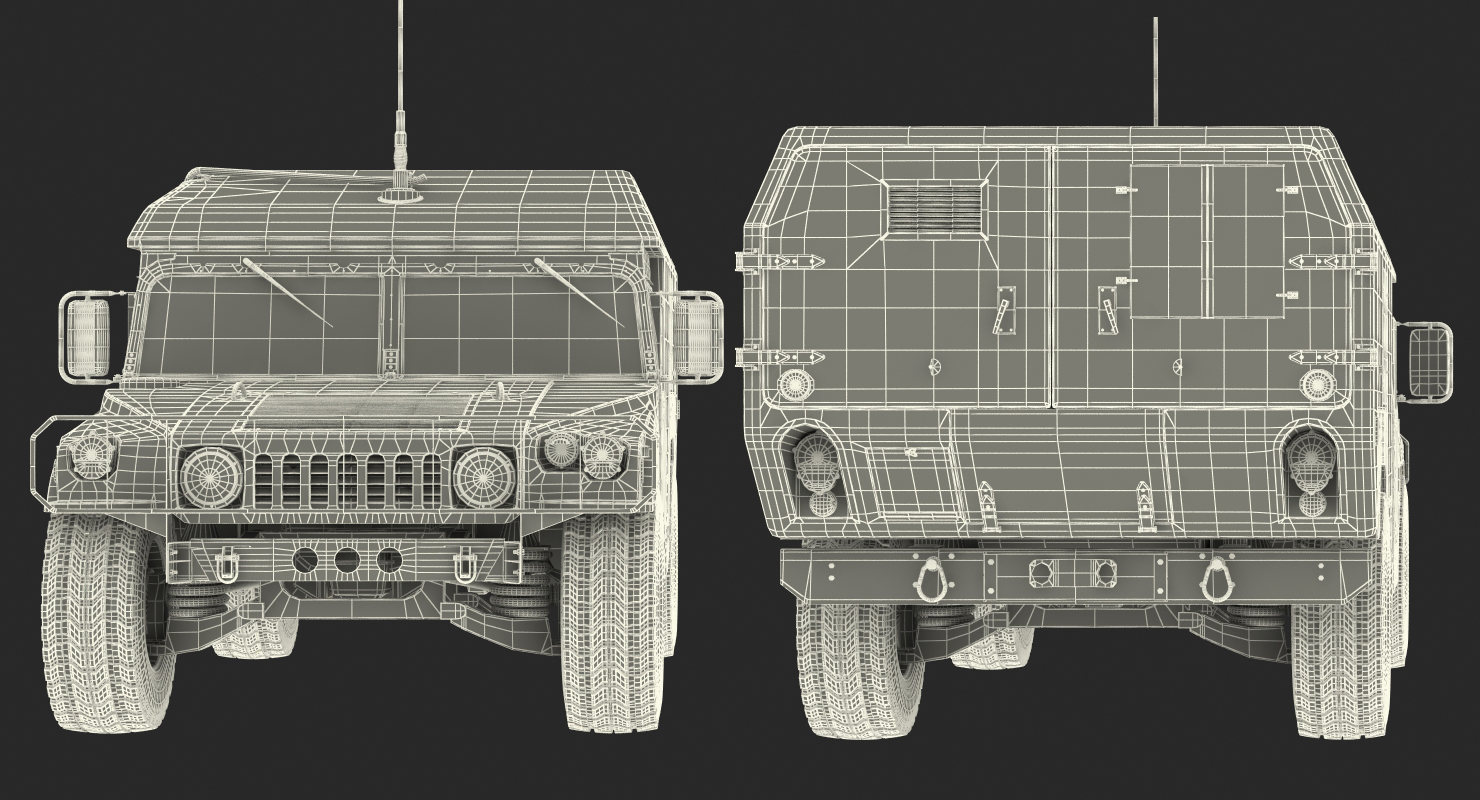 3D Mini Ambulance Military Car HMMWV m996 Camo model