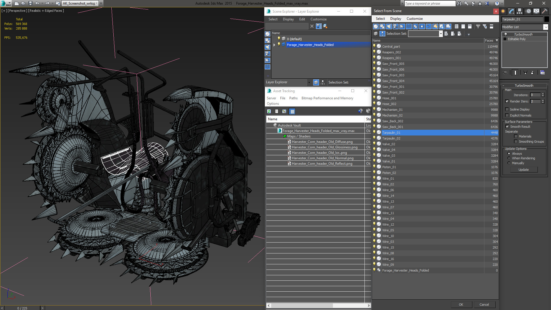 Forage Harvester Heads Folded 3D model