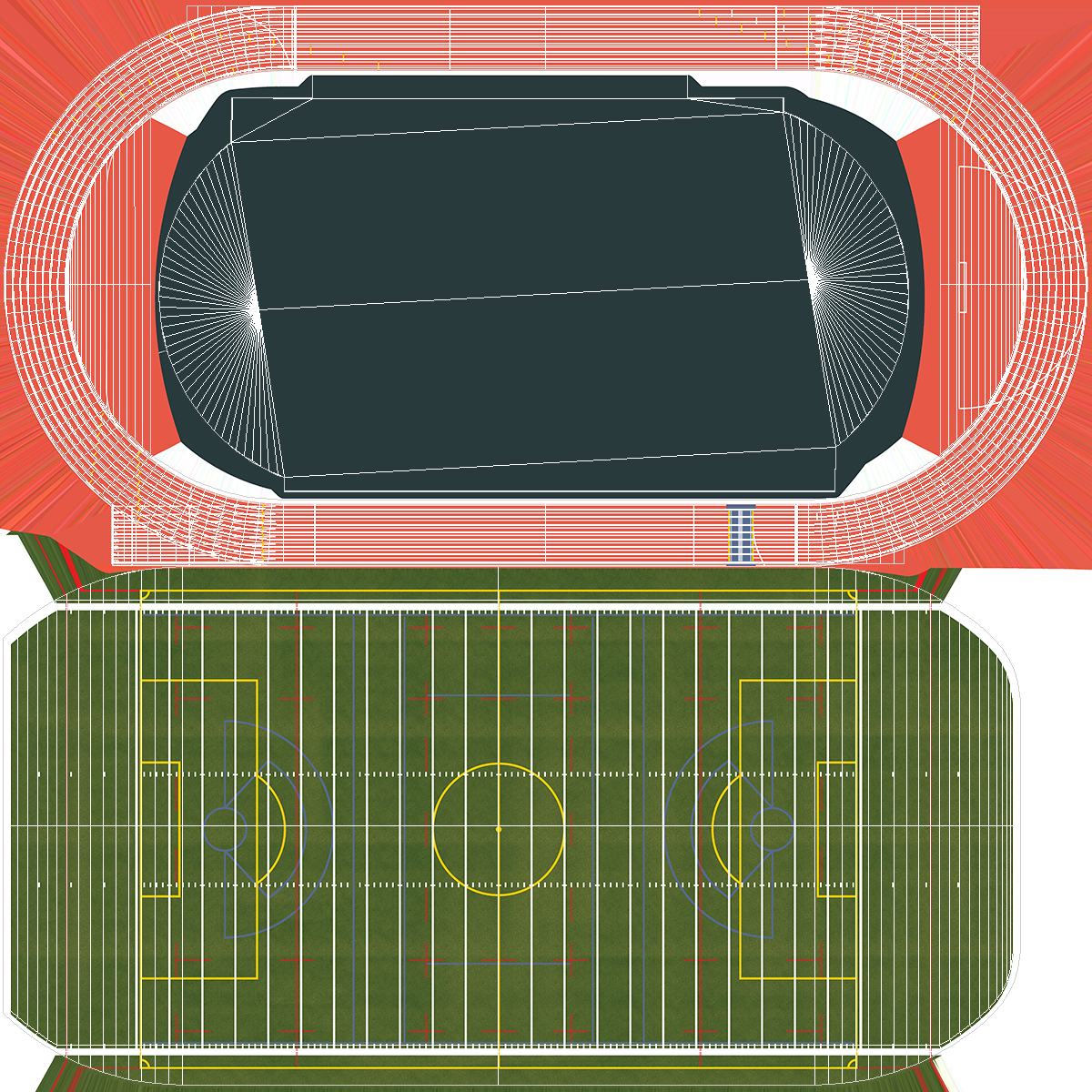 Athletic Running Track Stadium with Tribunes 3D model