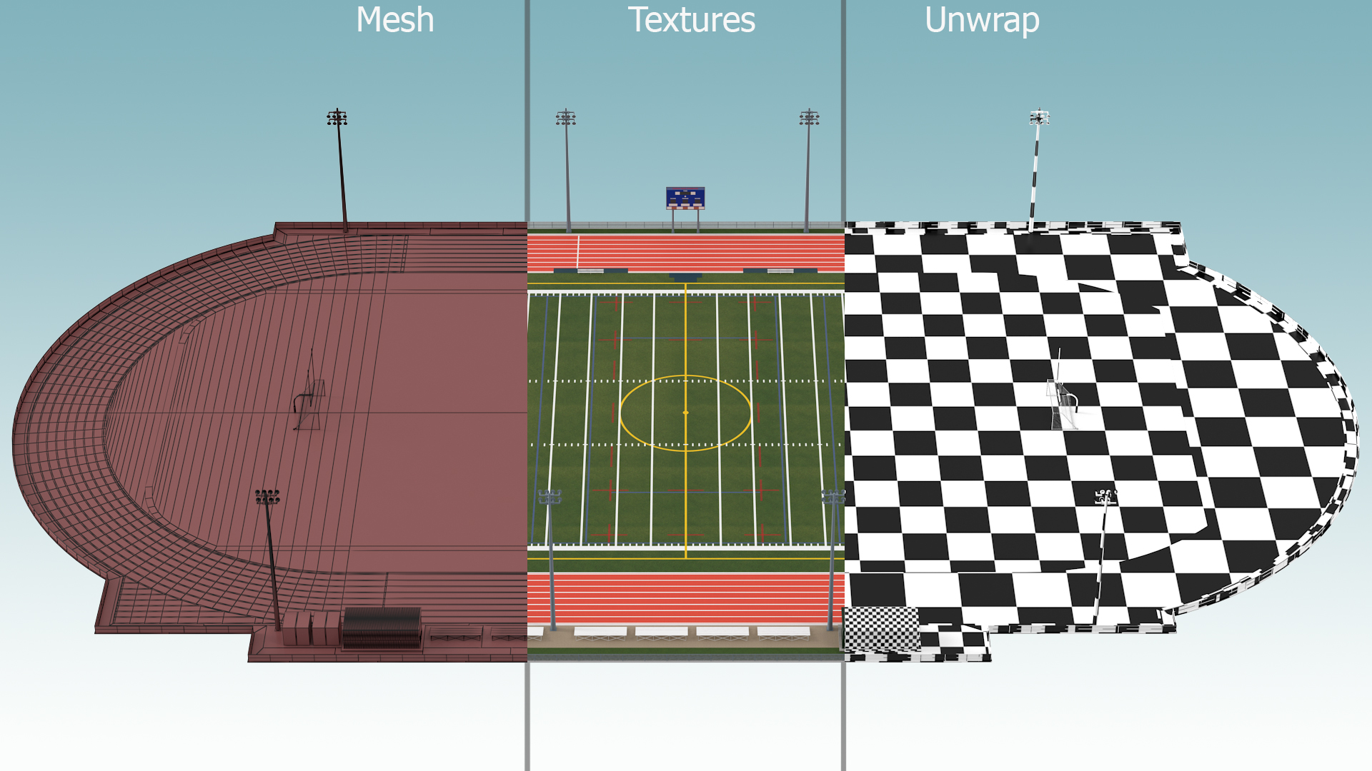 Athletic Running Track Stadium with Tribunes 3D model