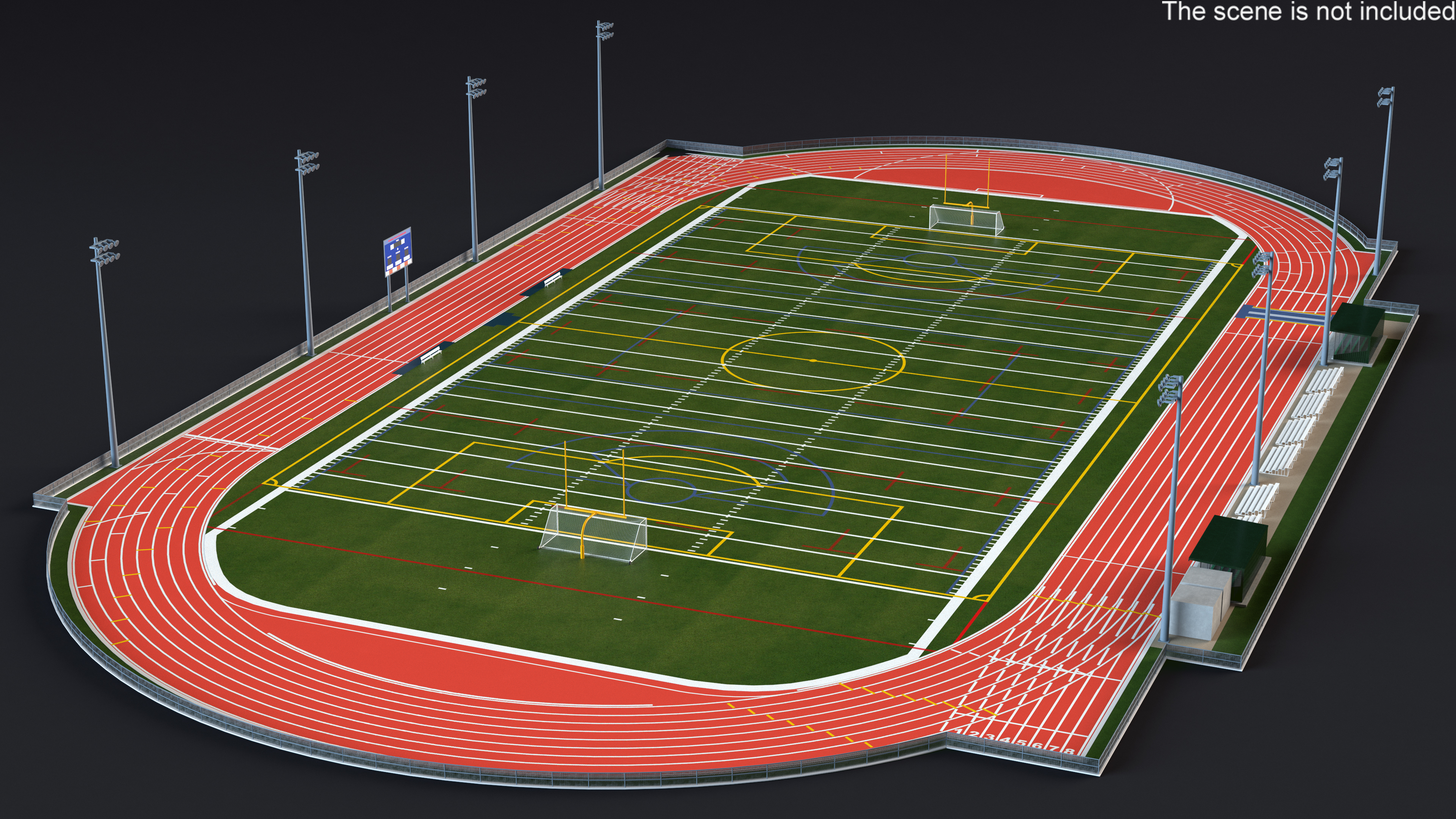 Athletic Running Track Stadium with Tribunes 3D model