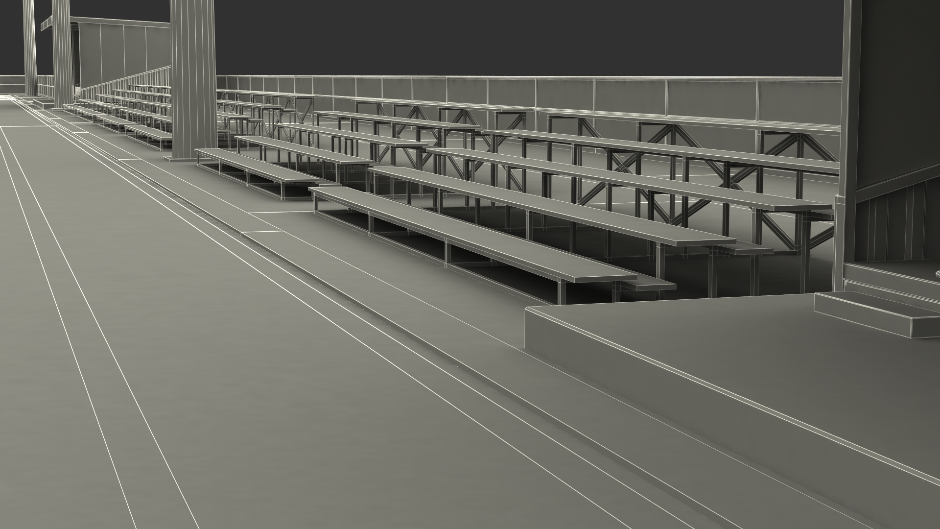 Athletic Running Track Stadium with Tribunes 3D model