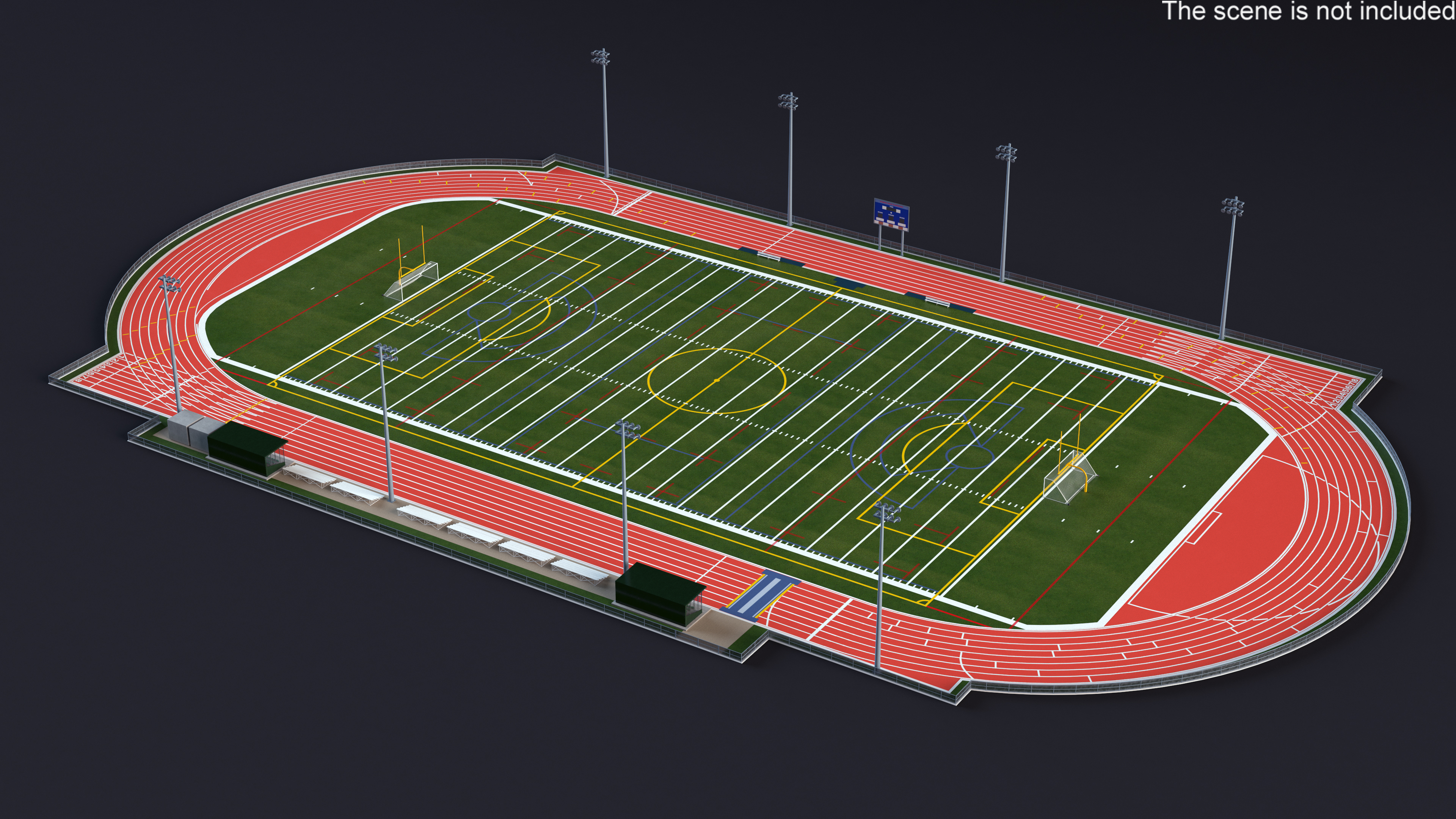 Athletic Running Track Stadium with Tribunes 3D model