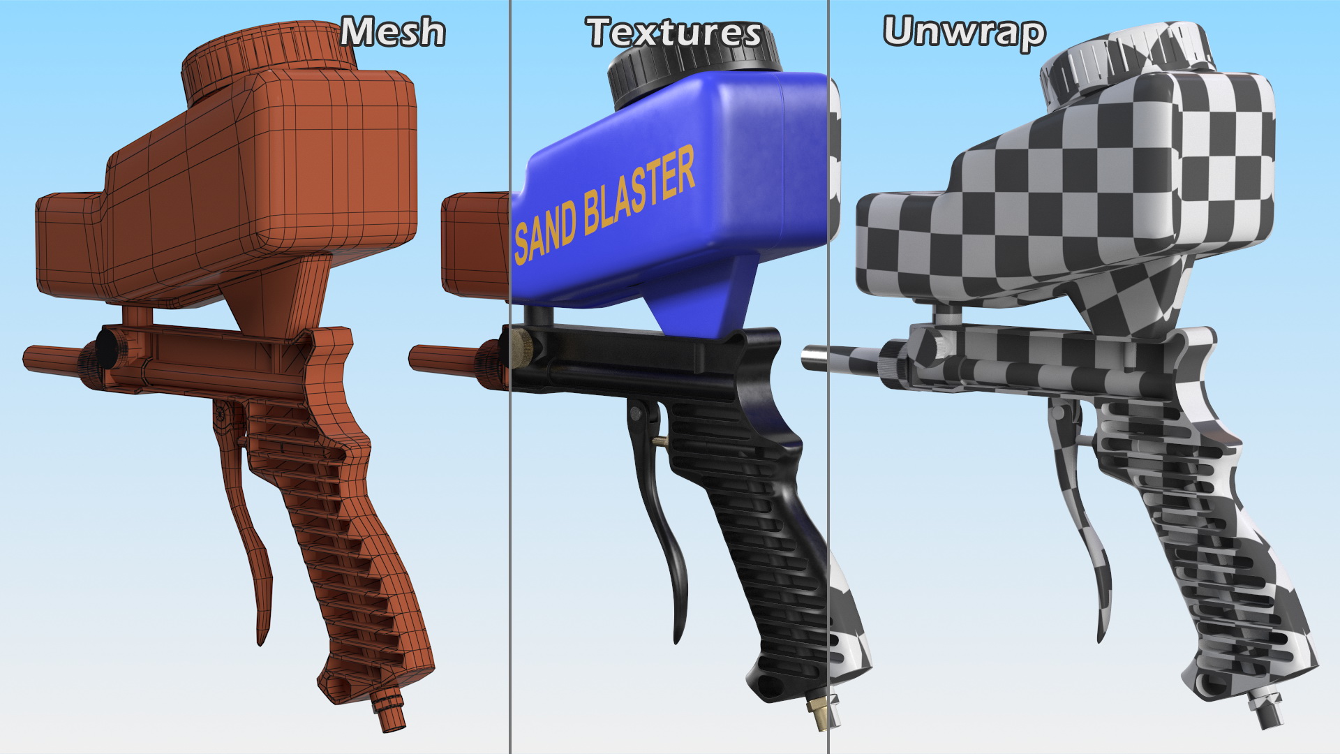 Lematec Sand Blaster Gun Blue 3D model