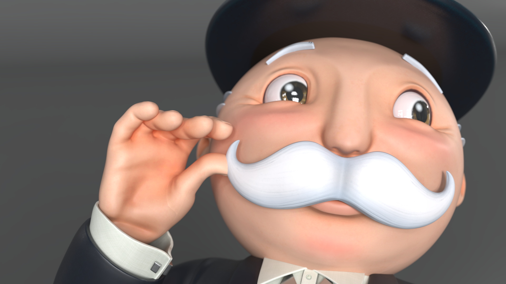 Mr Monopoly Moustache Twirl Pose 3D