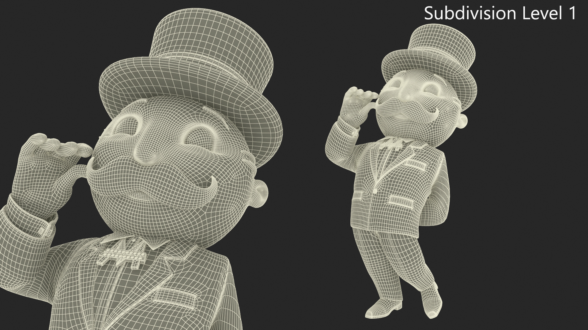 Mr Monopoly Moustache Twirl Pose 3D