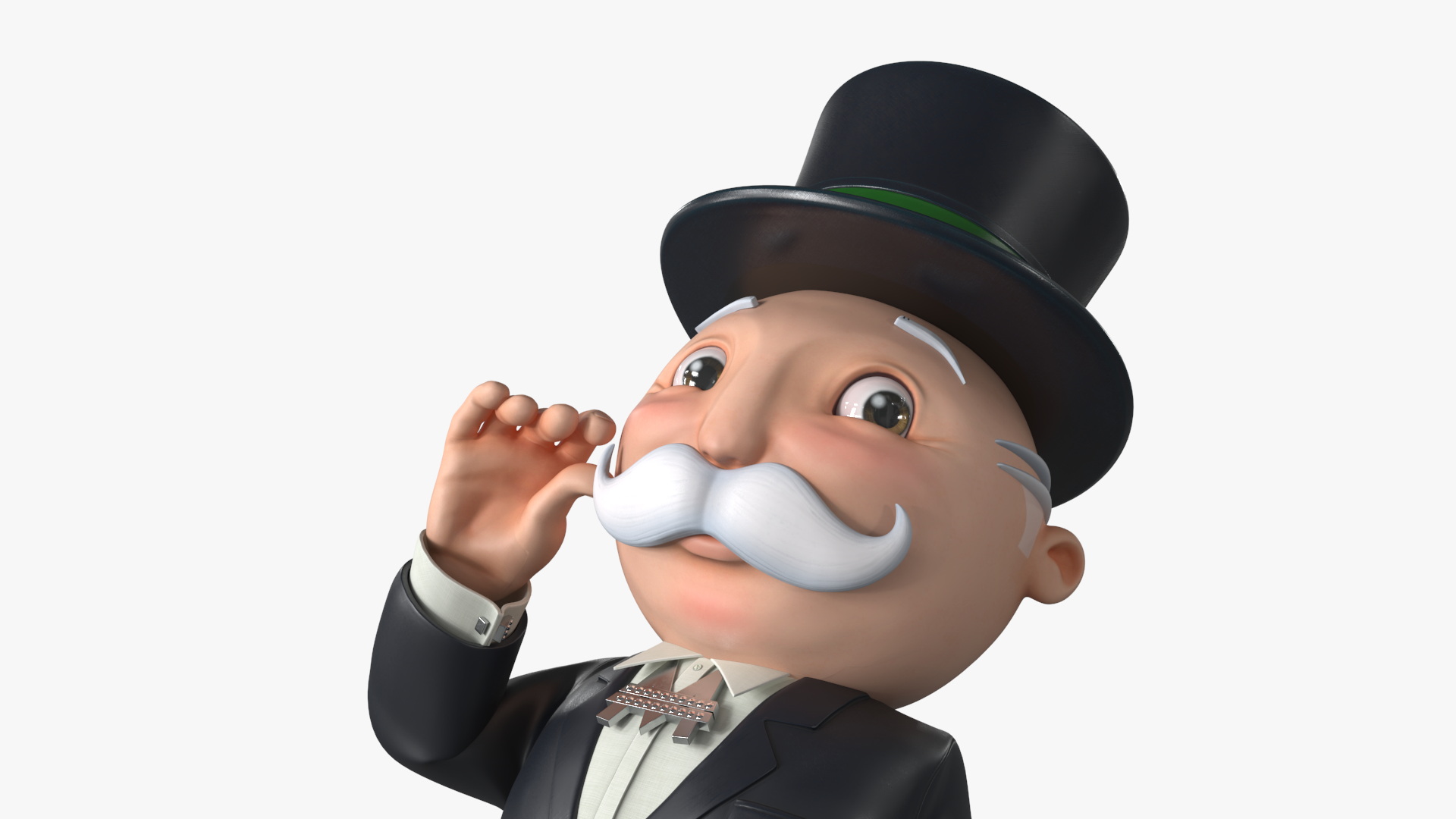 Mr Monopoly Moustache Twirl Pose 3D