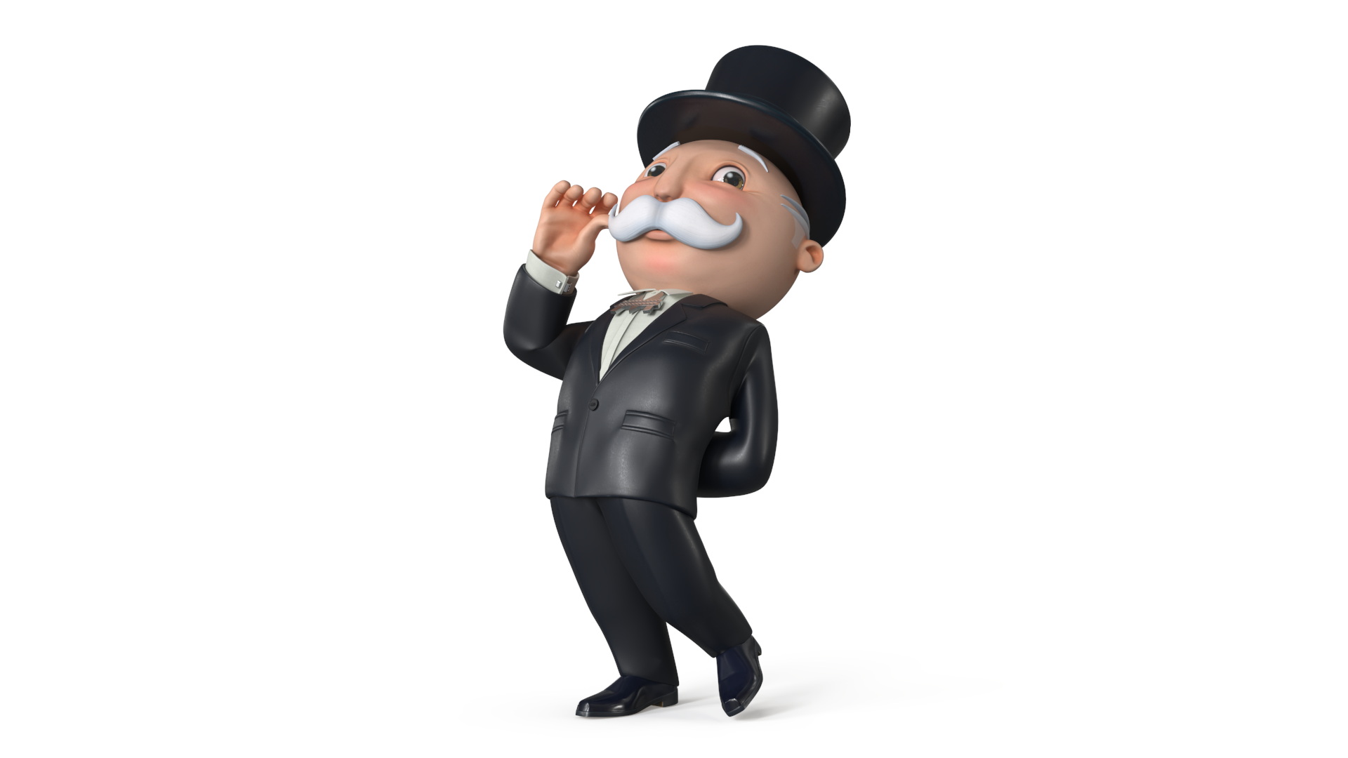 Mr Monopoly Moustache Twirl Pose 3D