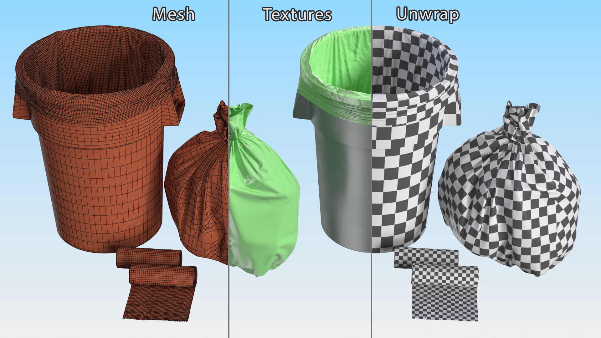 3D Eco Garbage Bags with Trash Bin