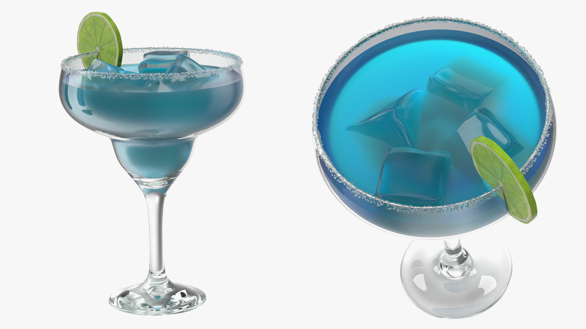 3D model Blue Margarita Cocktail with Ingredients