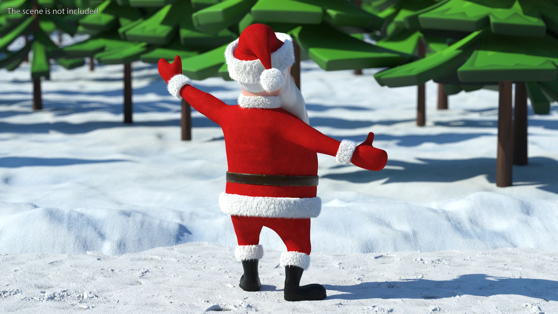 Character Santa Claus Cartoon Happy Pose Fur 3D model