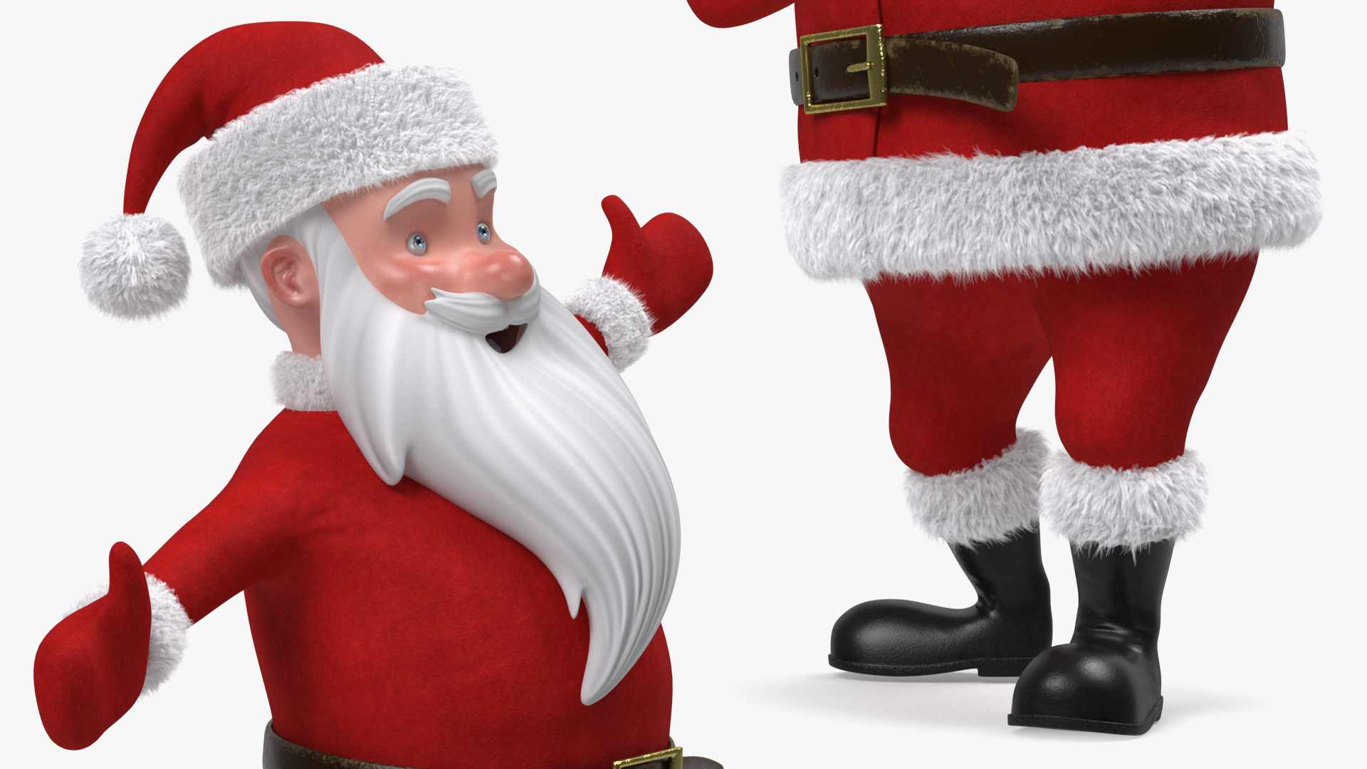 Character Santa Claus Cartoon Happy Pose Fur 3D model