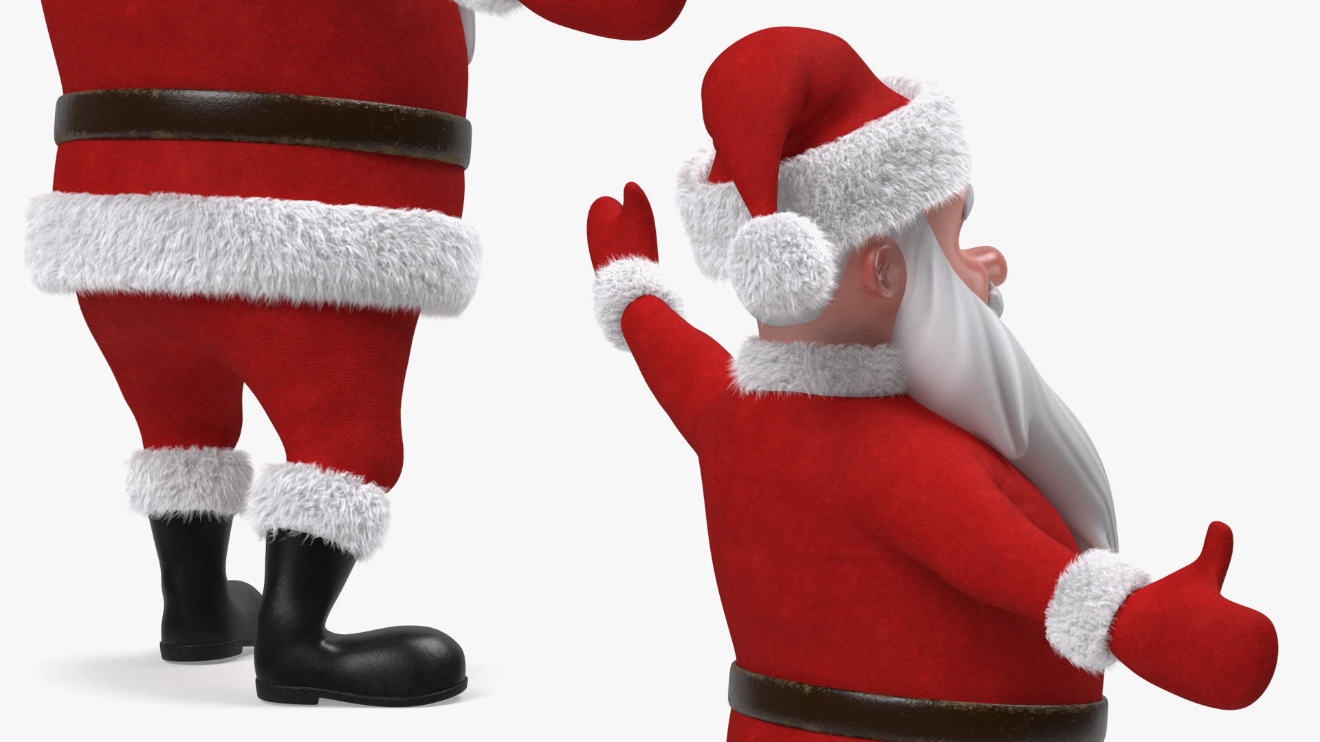 Character Santa Claus Cartoon Happy Pose Fur 3D model