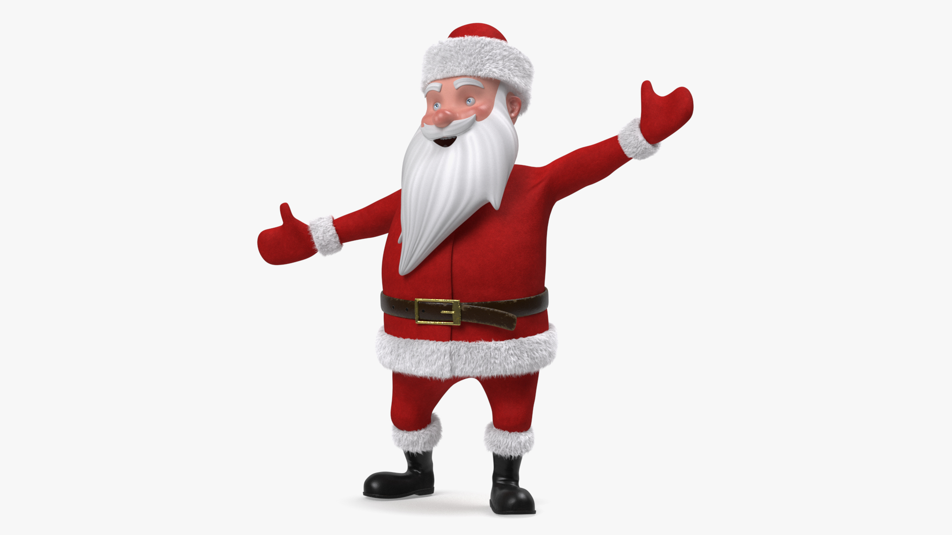 Character Santa Claus Cartoon Happy Pose Fur 3D model