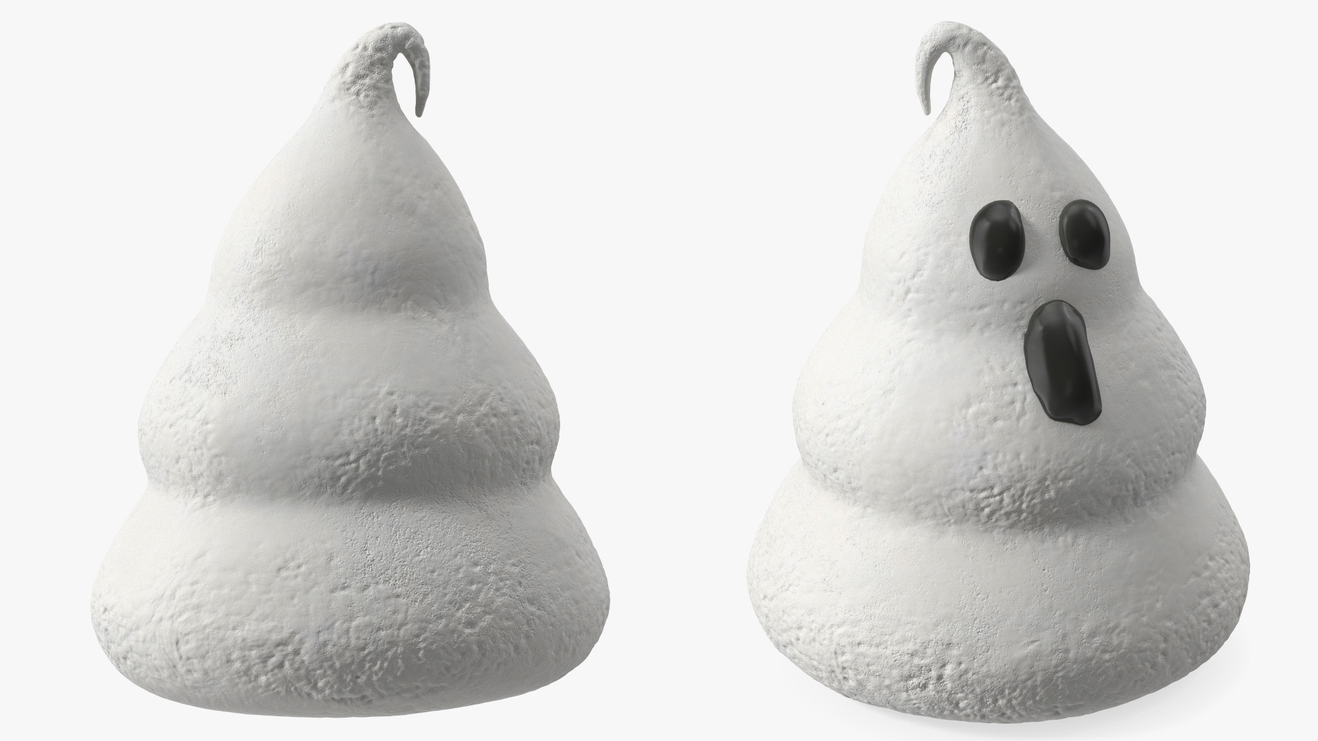 3D Meringue Cookie Ghost Shape White model