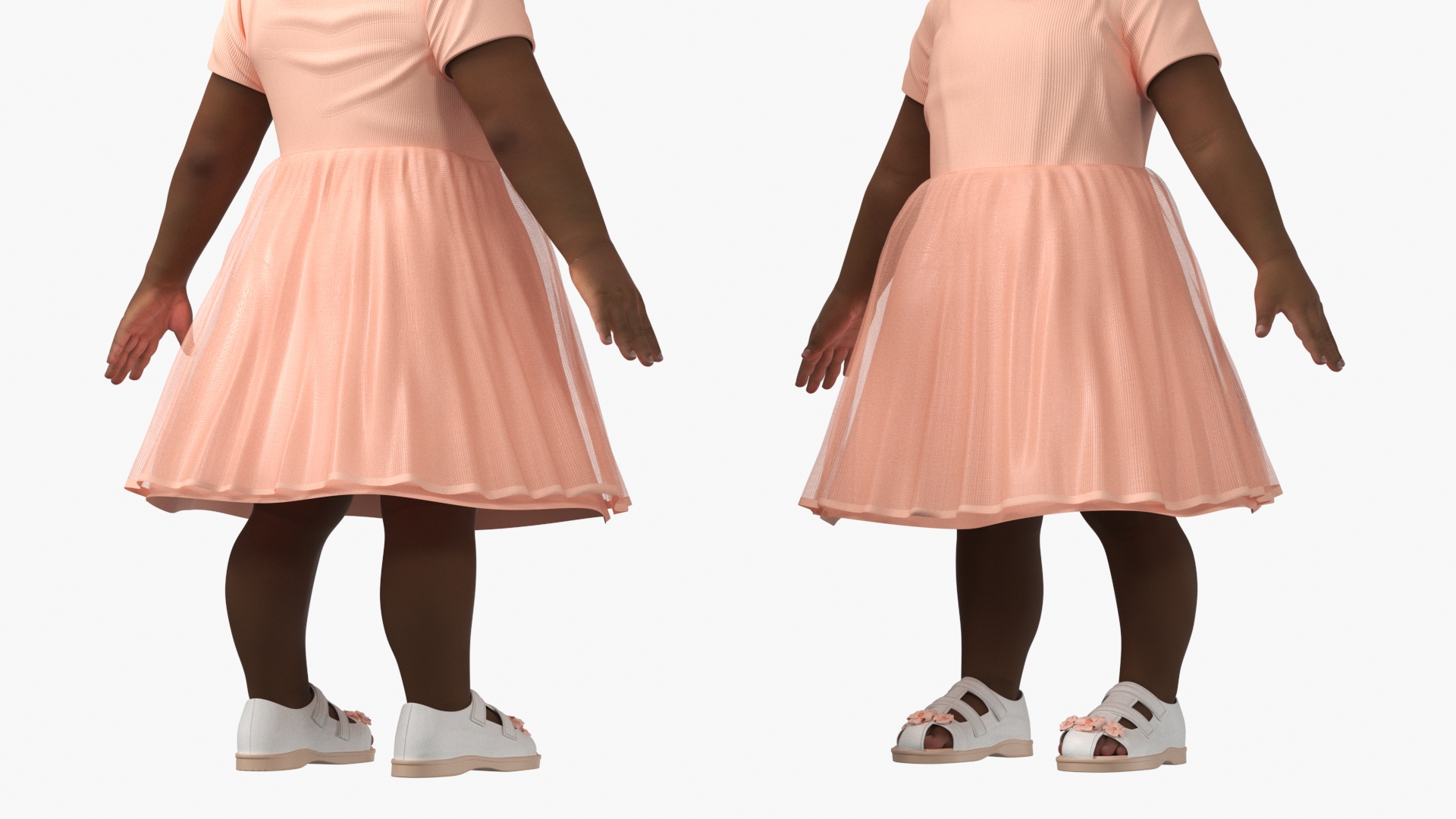 Little African Girl Light Skin in Summer Rigged 3D