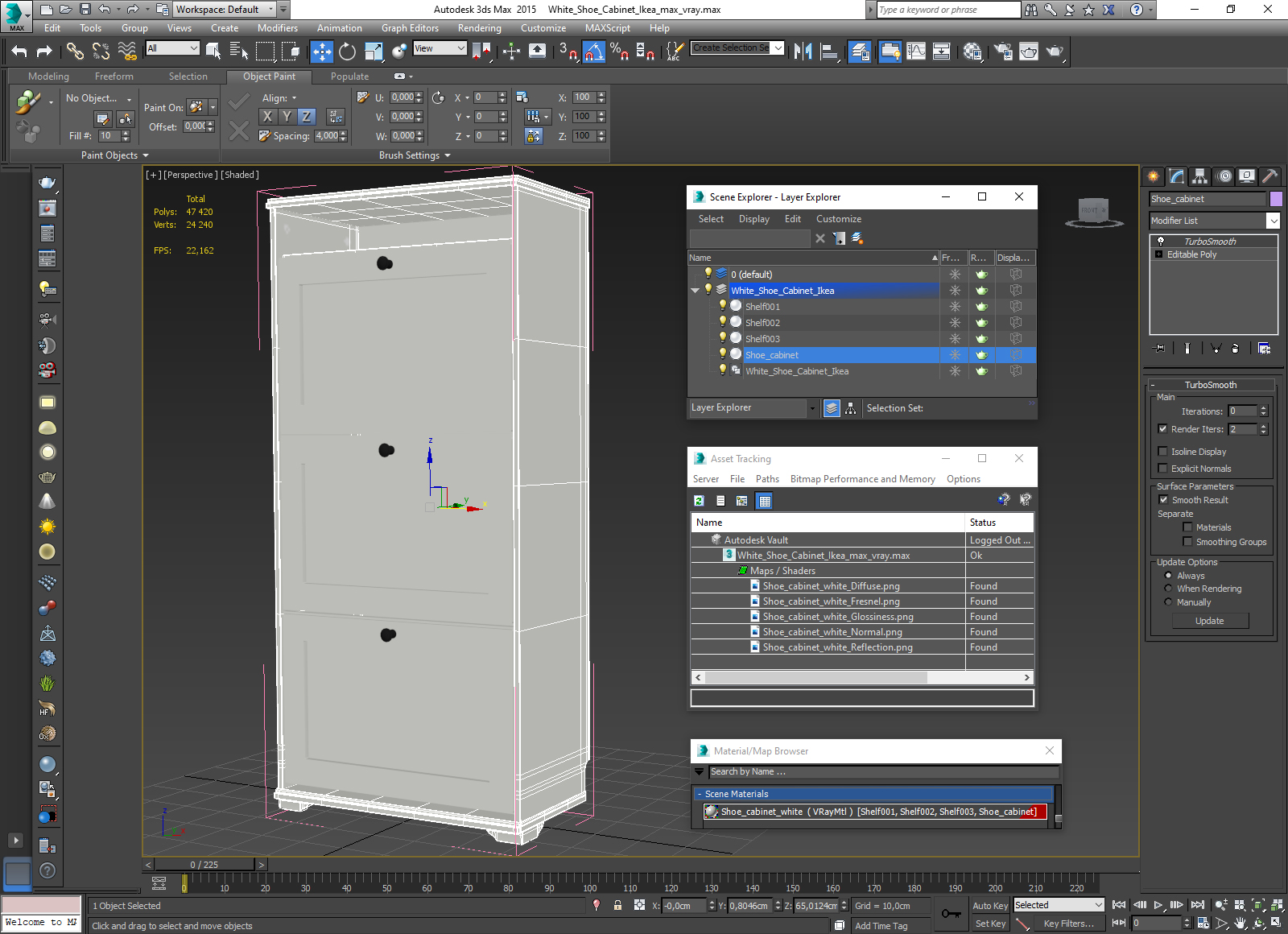 3D White Shoe Cabinet Ikea model