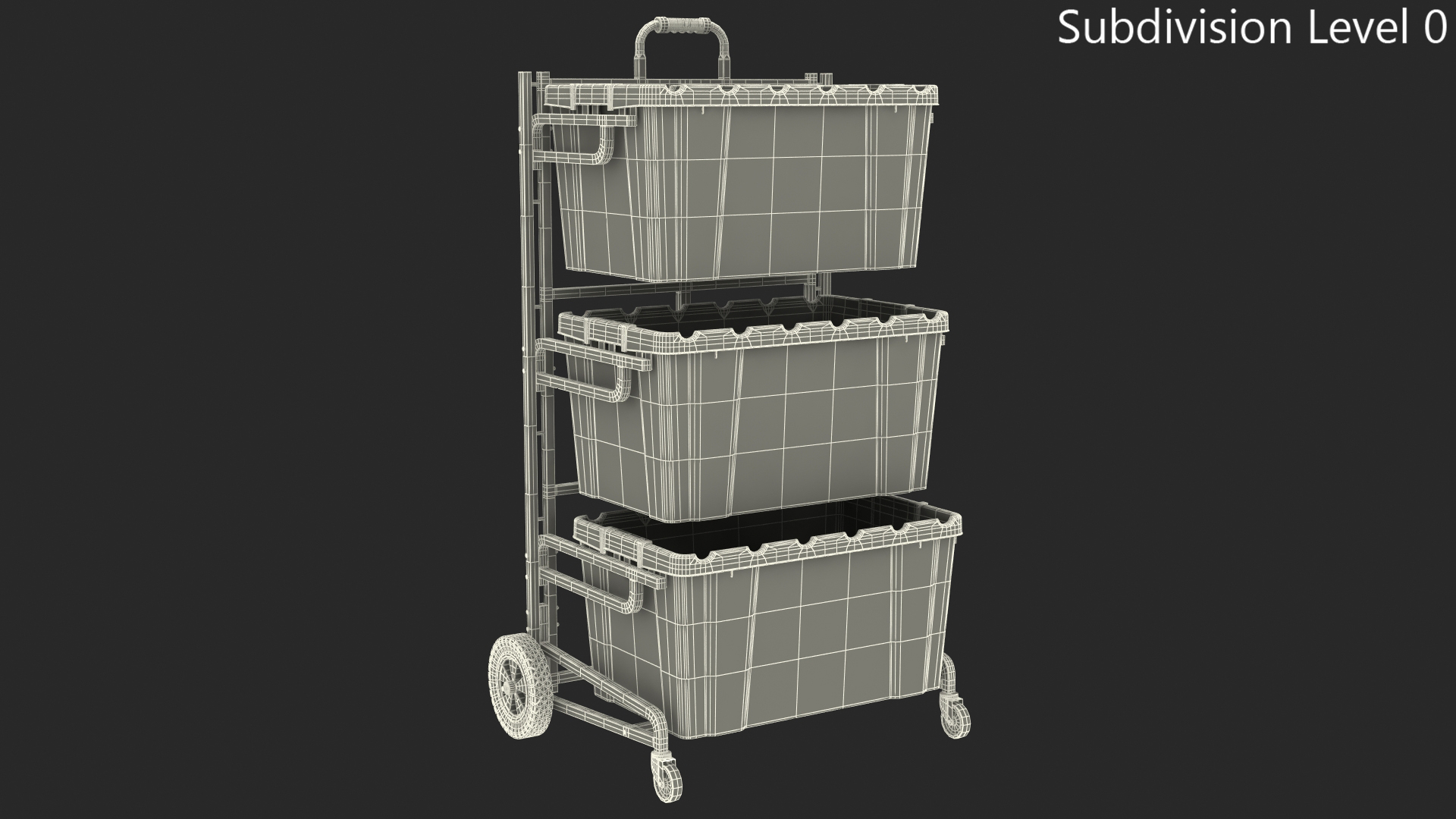 3D model Triple Bin Recycling Cart with Bins