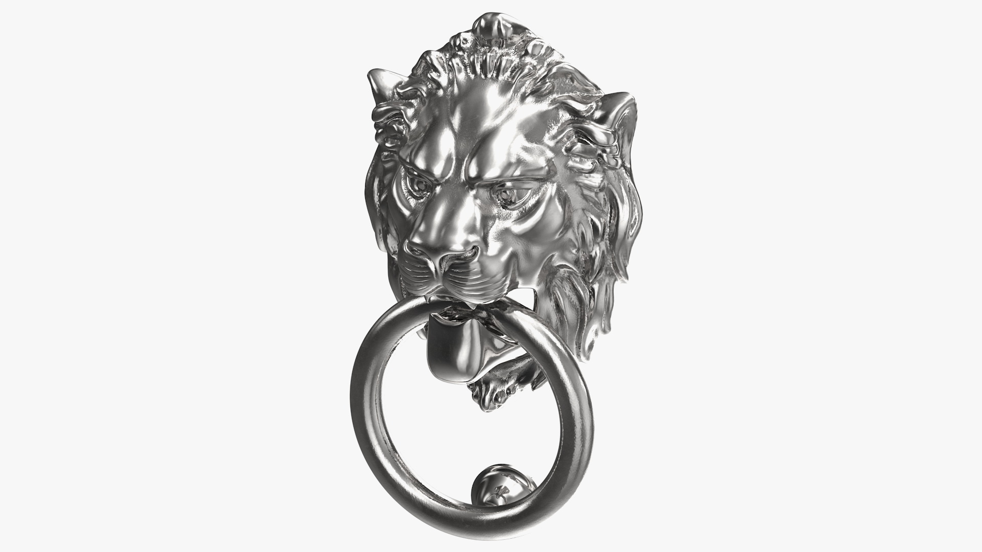 Lion Door Knocker Silver 3D model