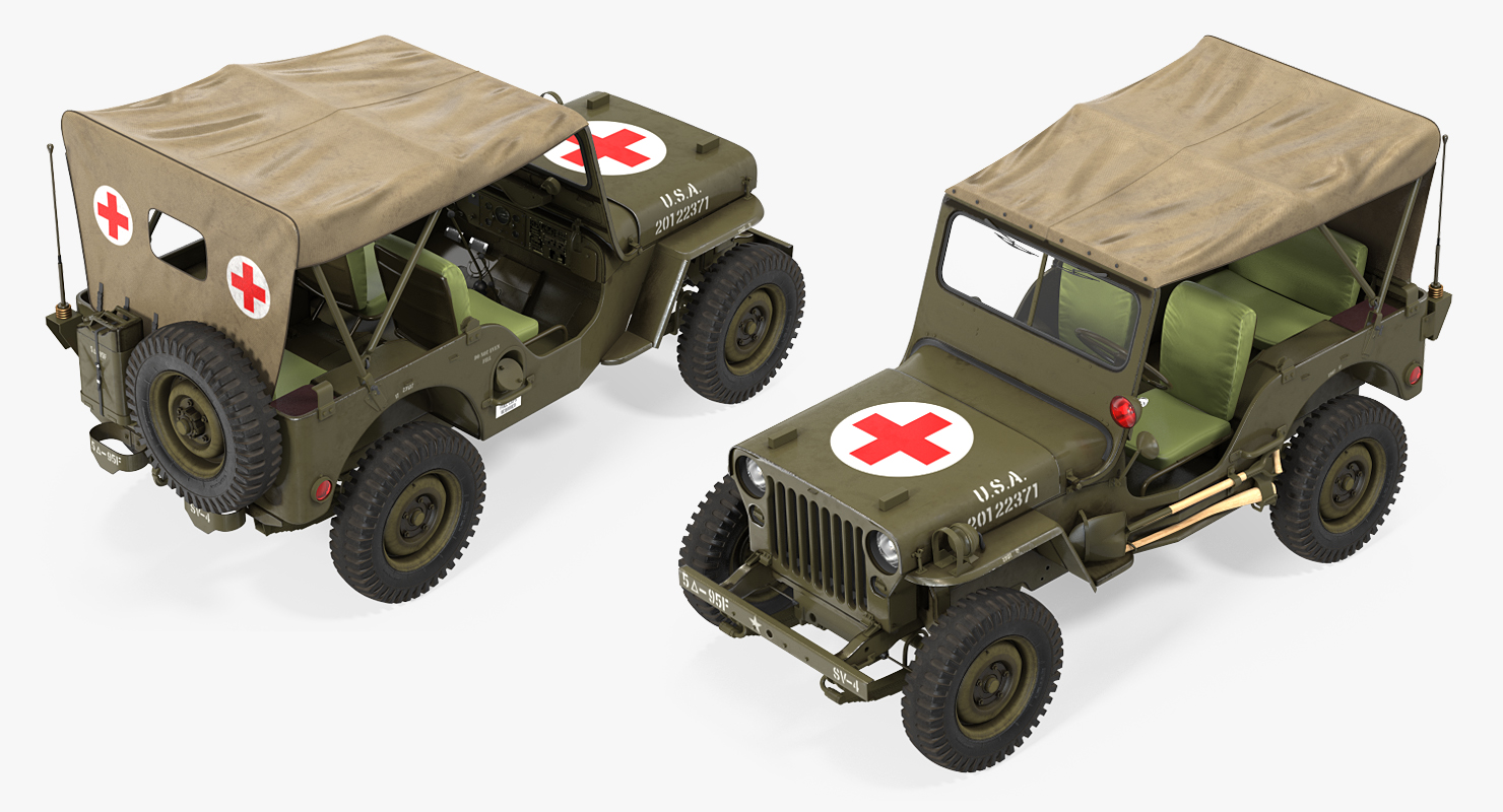 3D Jeep Willys 1944 Convertible Ambulance model