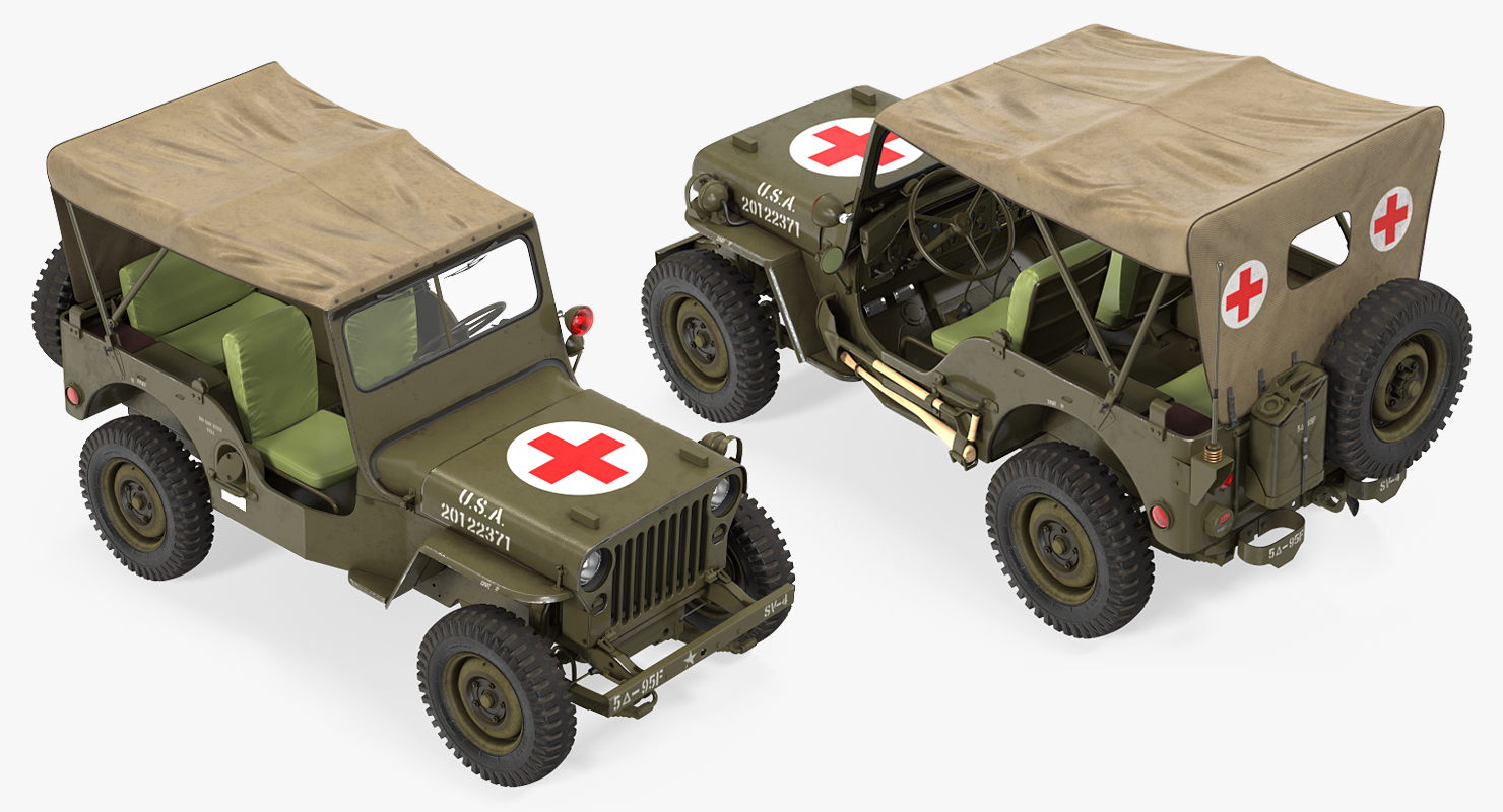 3D Jeep Willys 1944 Convertible Ambulance model