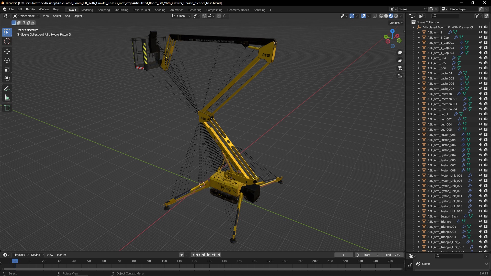 Articulated Boom Lift With Crawler Chassis 3D