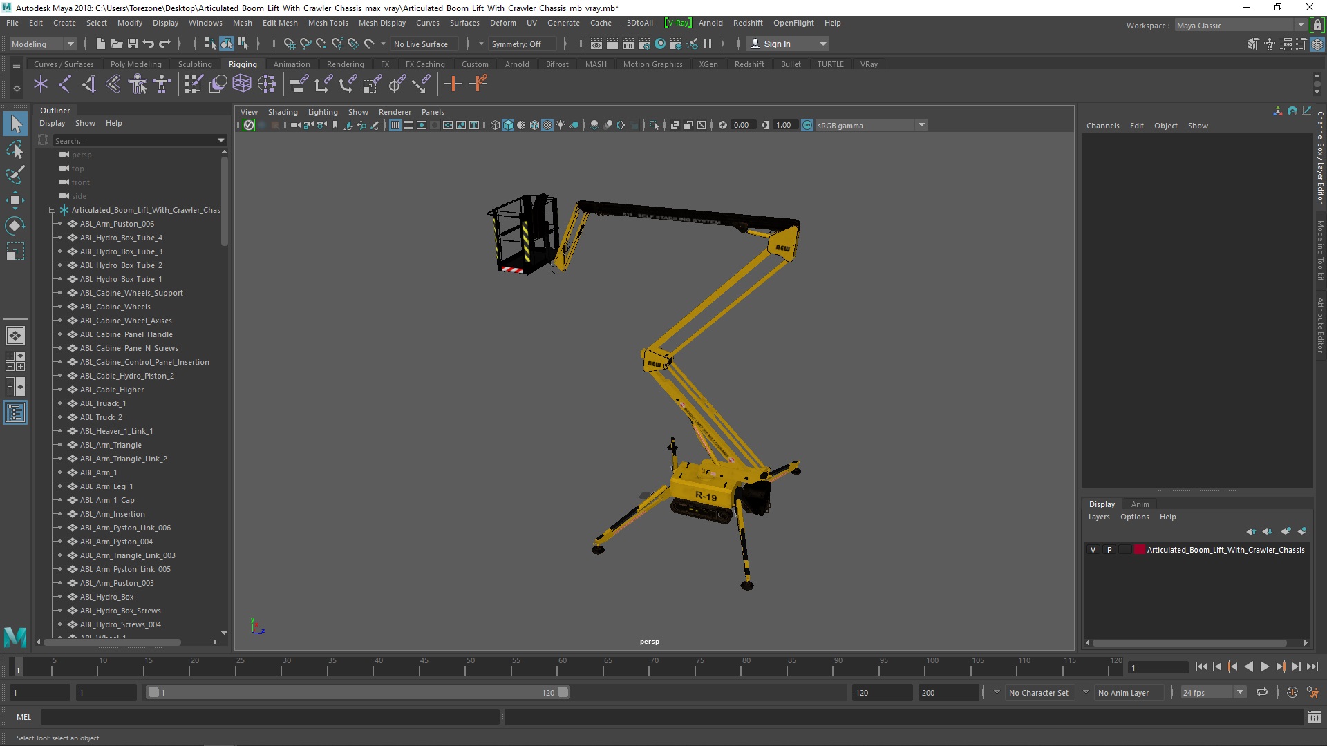 Articulated Boom Lift With Crawler Chassis 3D