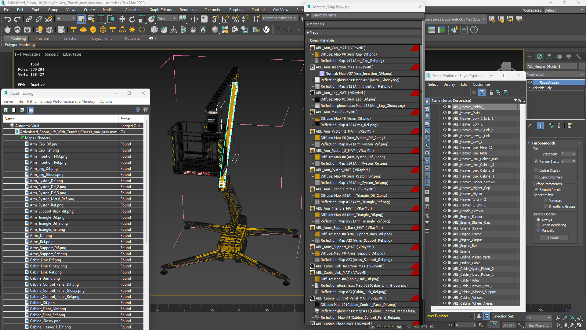 Articulated Boom Lift With Crawler Chassis 3D