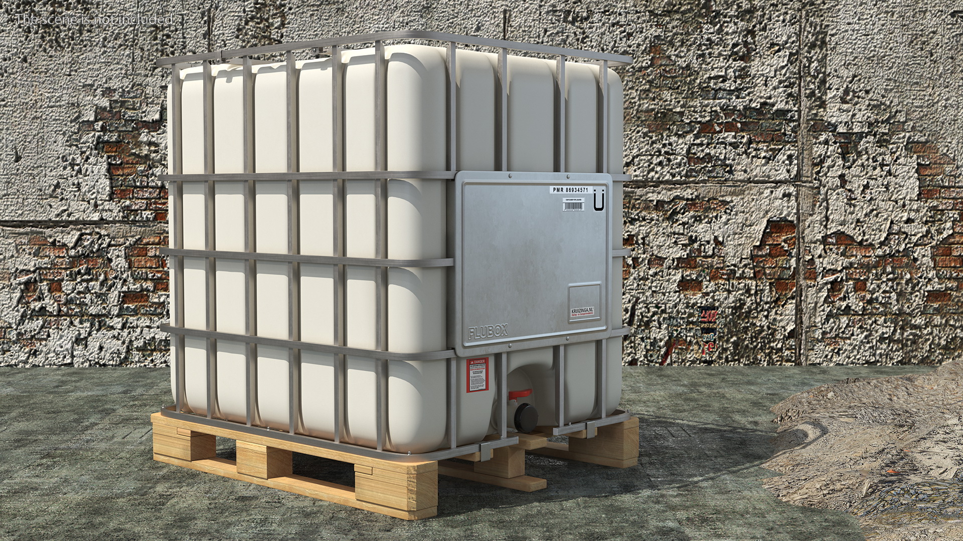 Kruizinga IBC Fluid Container 1000 Litre Wooden Pallet 3D model