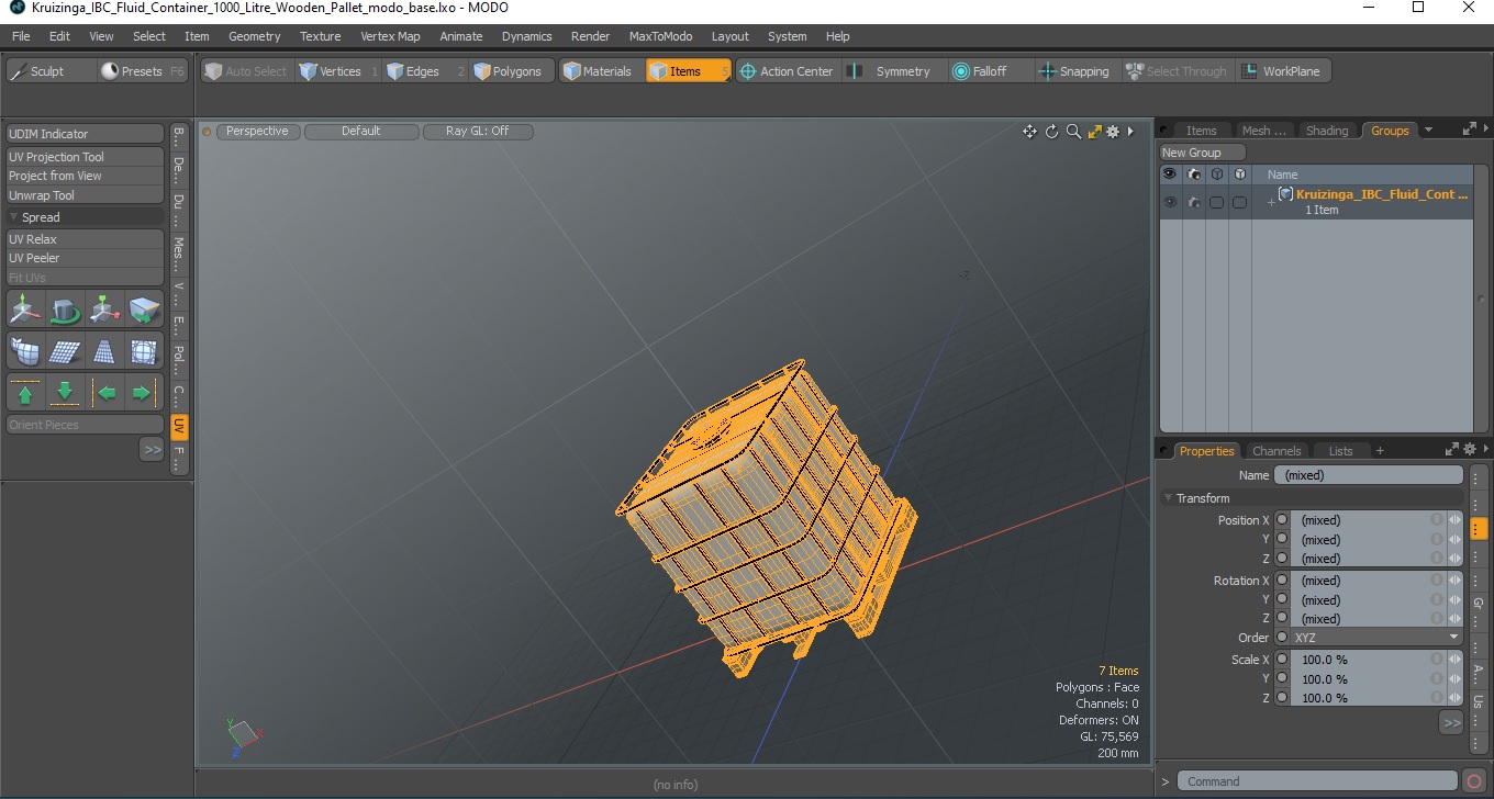 Kruizinga IBC Fluid Container 1000 Litre Wooden Pallet 3D model