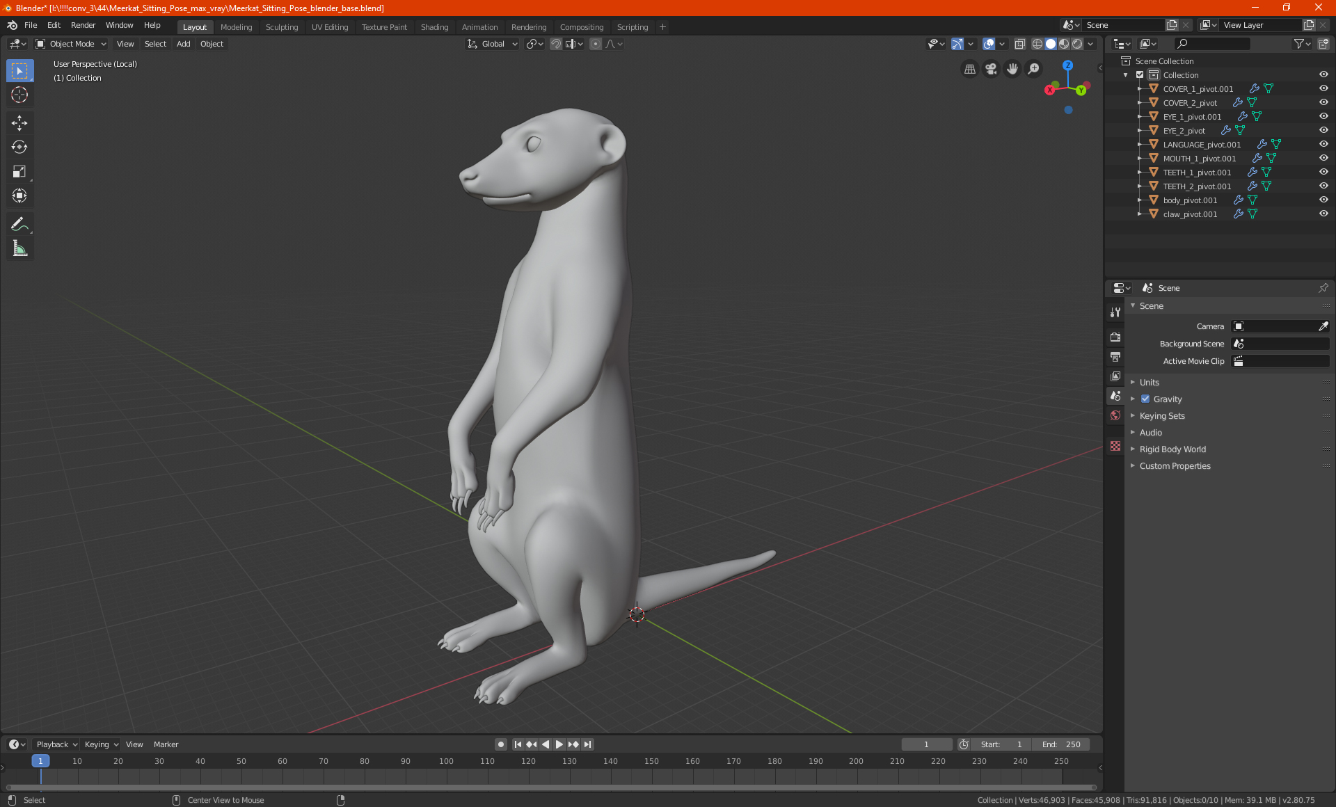 3D model Meerkat Sitting Pose