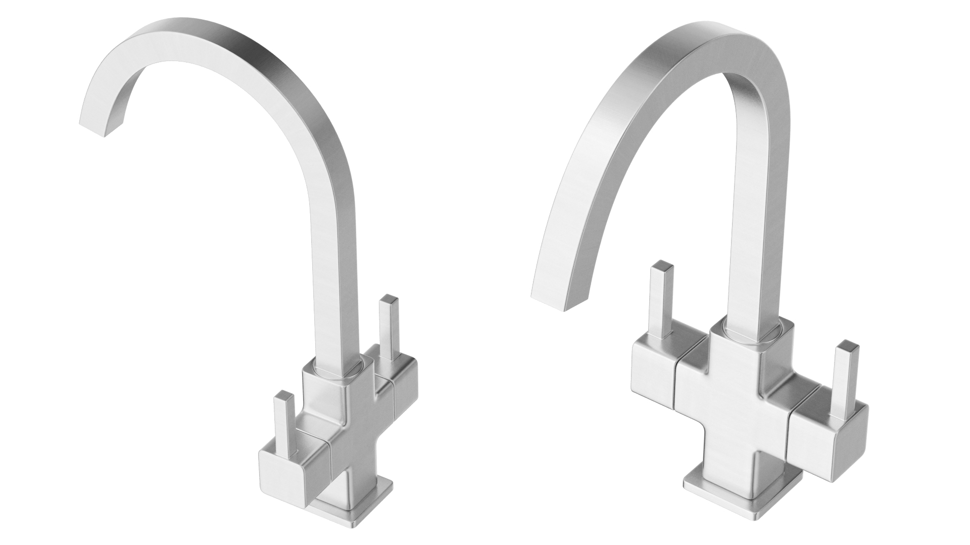 Monobloc Angular Dual Lever Kitchen Tap 3D model