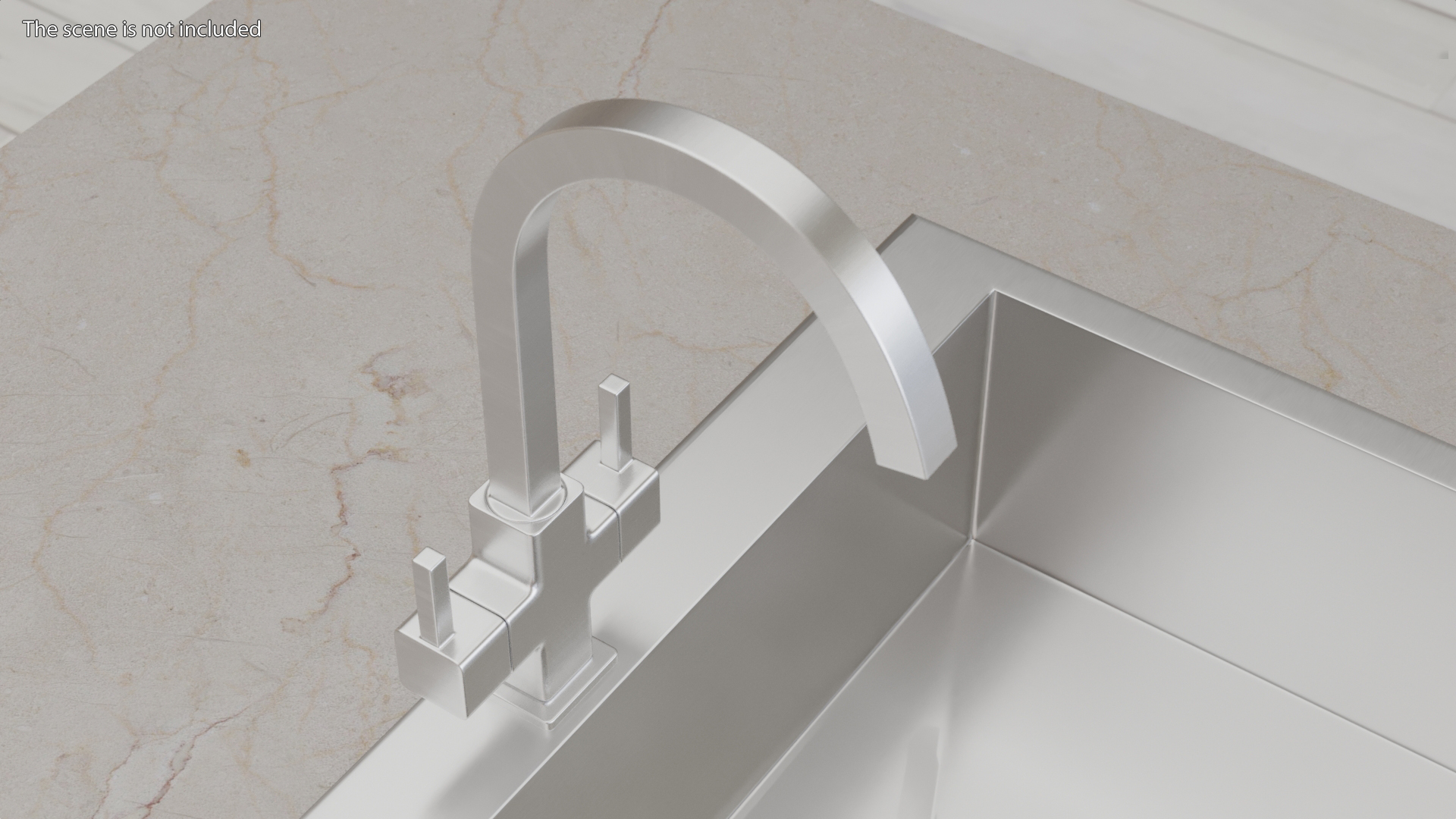 Monobloc Angular Dual Lever Kitchen Tap 3D model