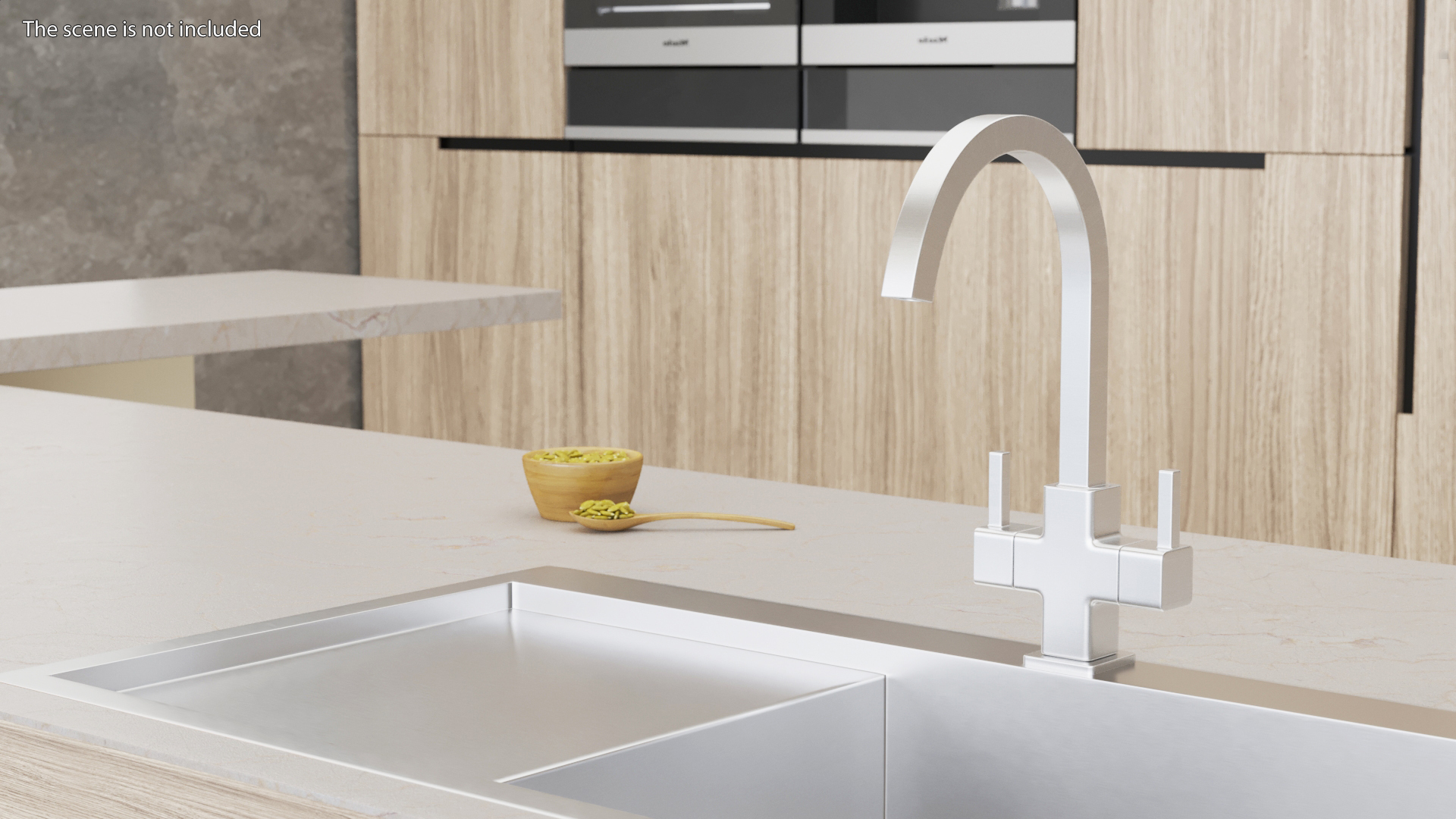 Monobloc Angular Dual Lever Kitchen Tap 3D model