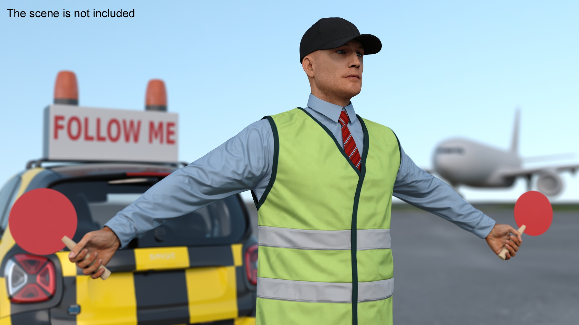 Airport Smart Follow Me Car with Ground Crew 3D model