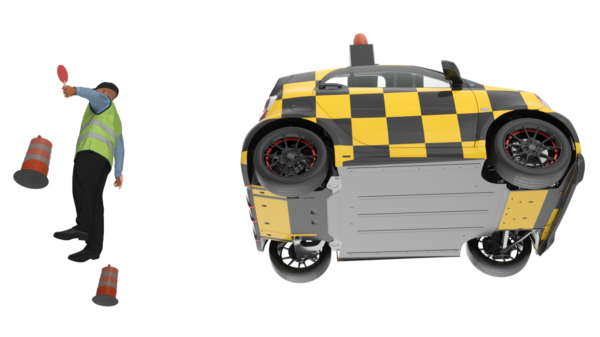 Airport Smart Follow Me Car with Ground Crew 3D model